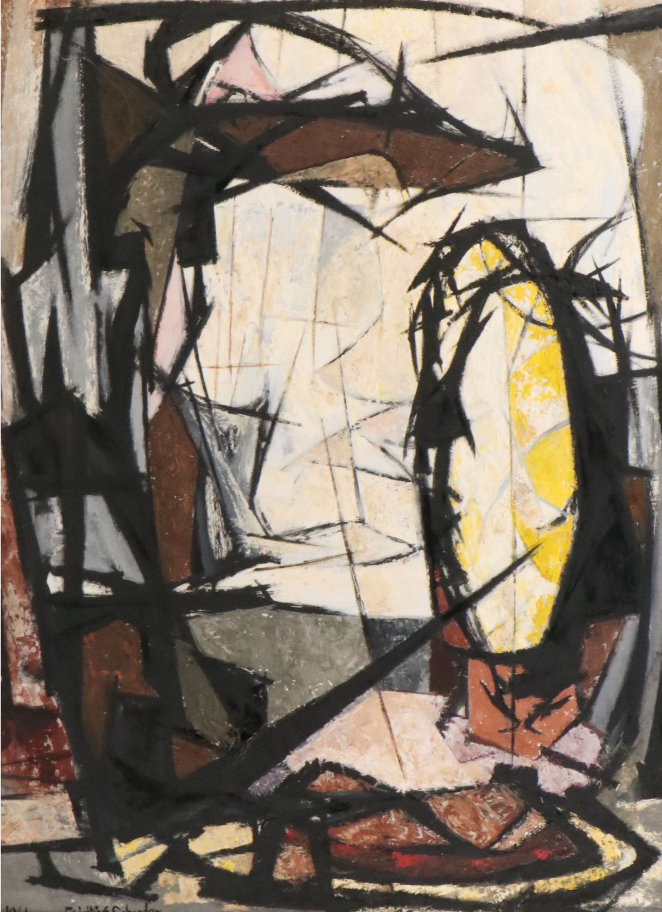 Fridtjof Schroder Abstract Oil Painting, 1961
