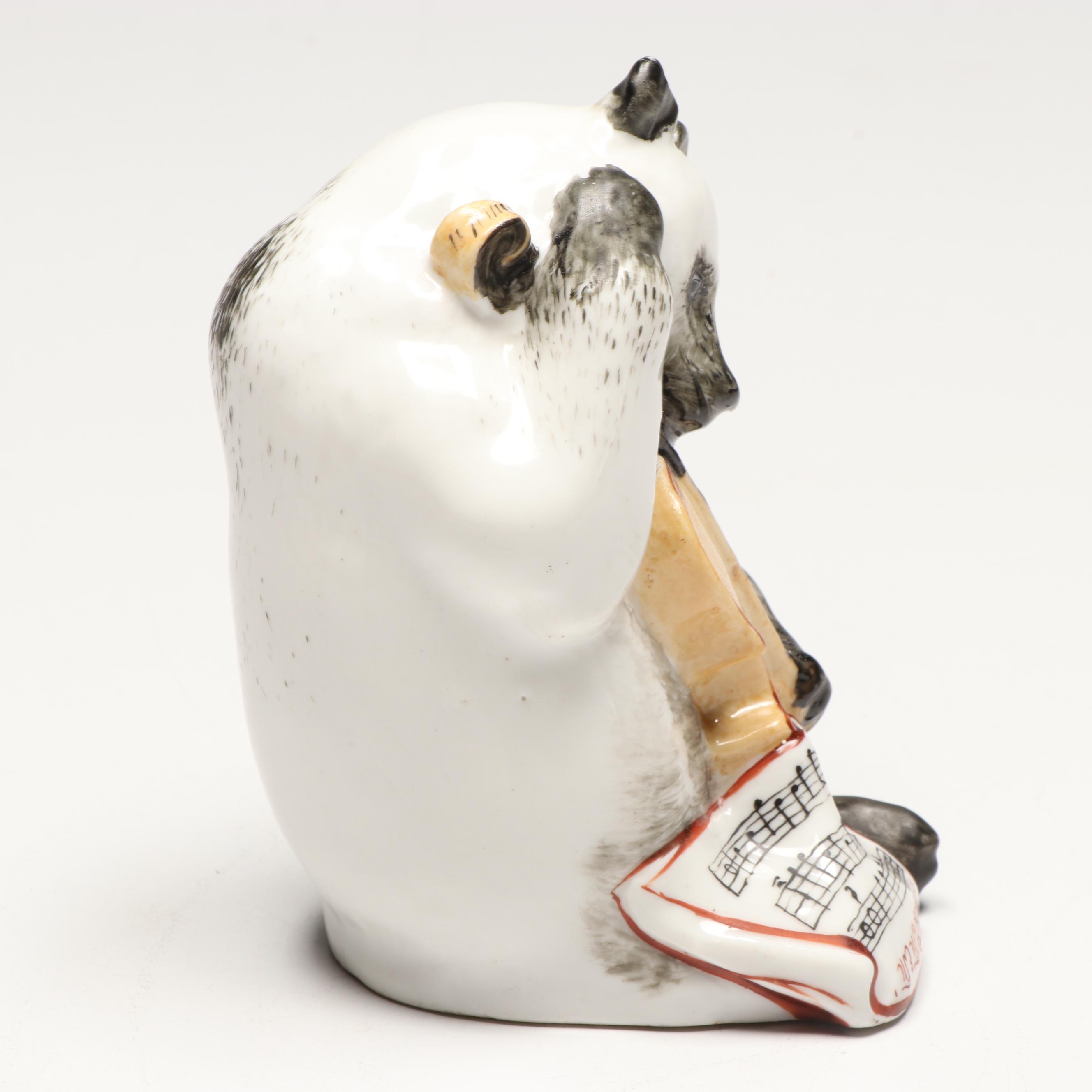 Russian Bear Playing Double Bass Porcelain Figure