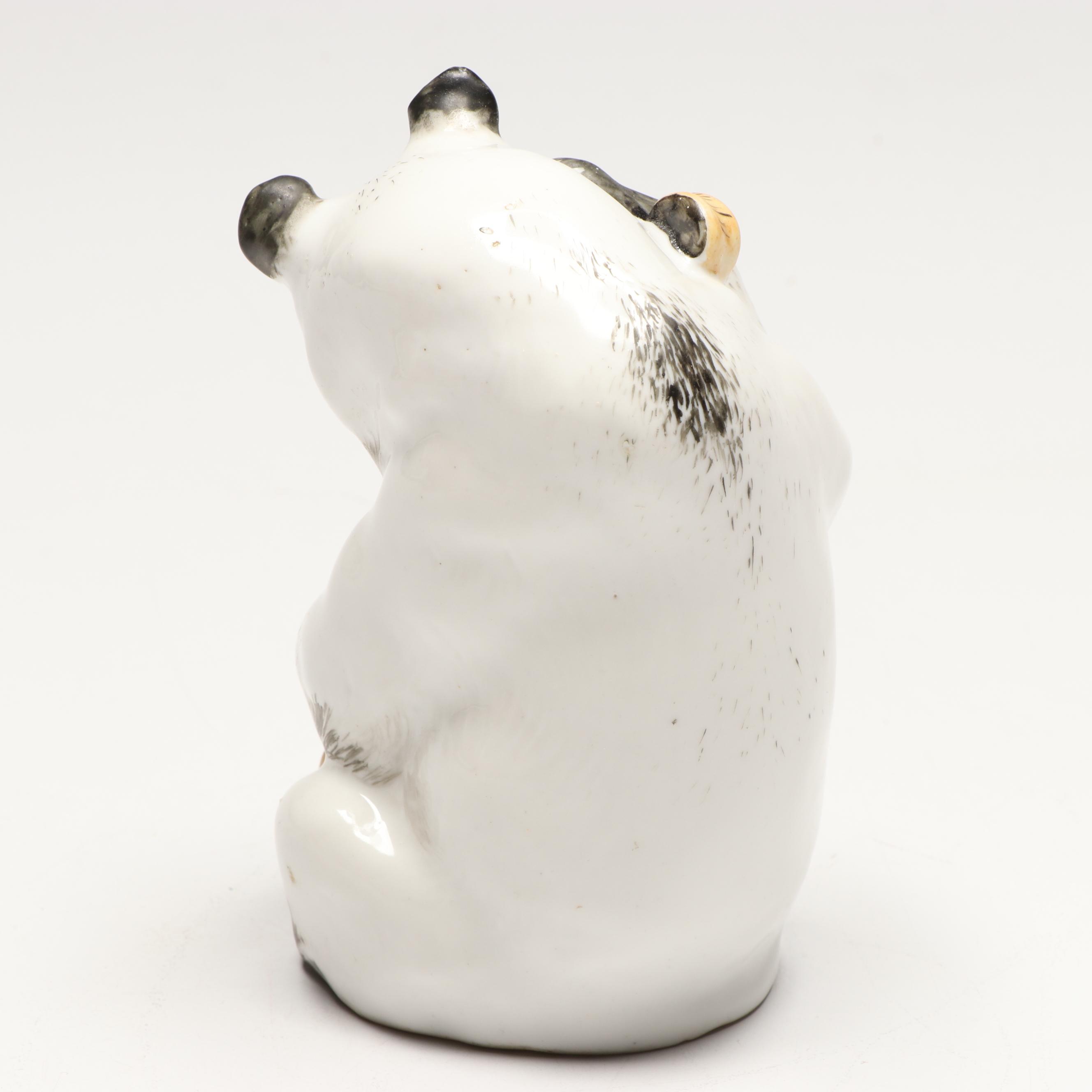 Russian Bear Playing Double Bass Porcelain Figure