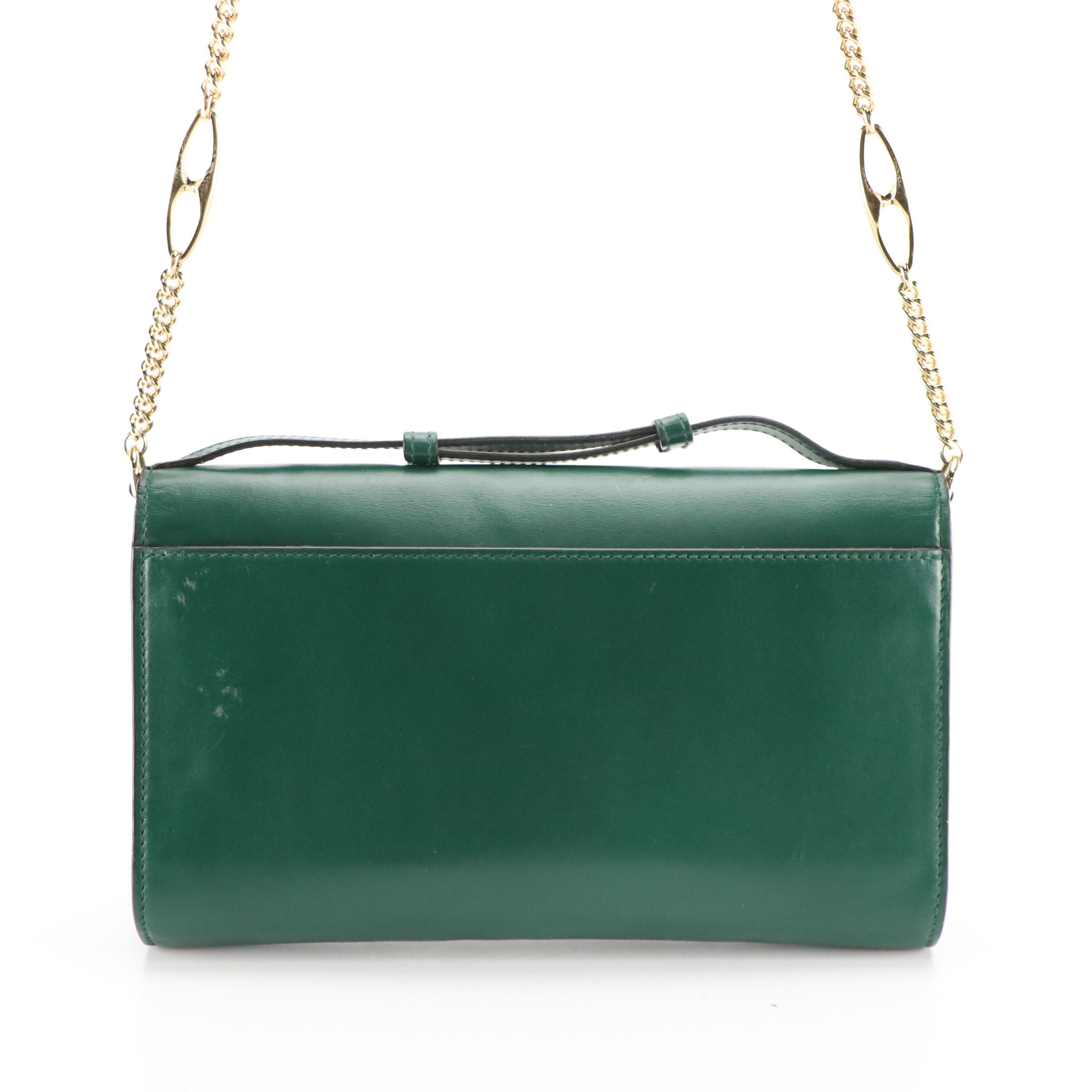 Gucci Zumi Mini Chain Flap Bag in Green Calfskin Leather