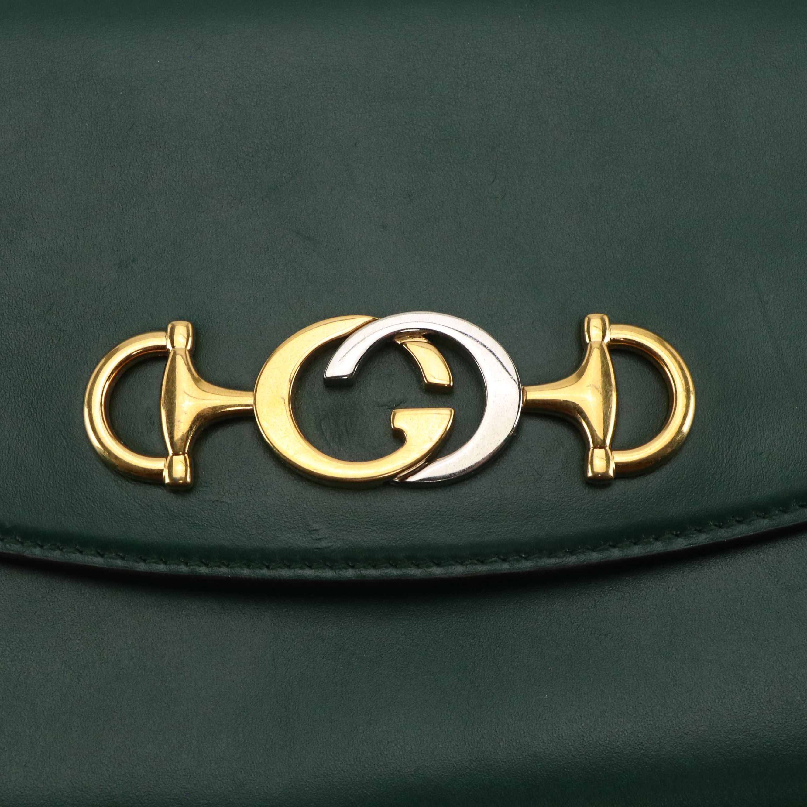 Gucci Zumi Mini Chain Flap Bag in Green Calfskin Leather