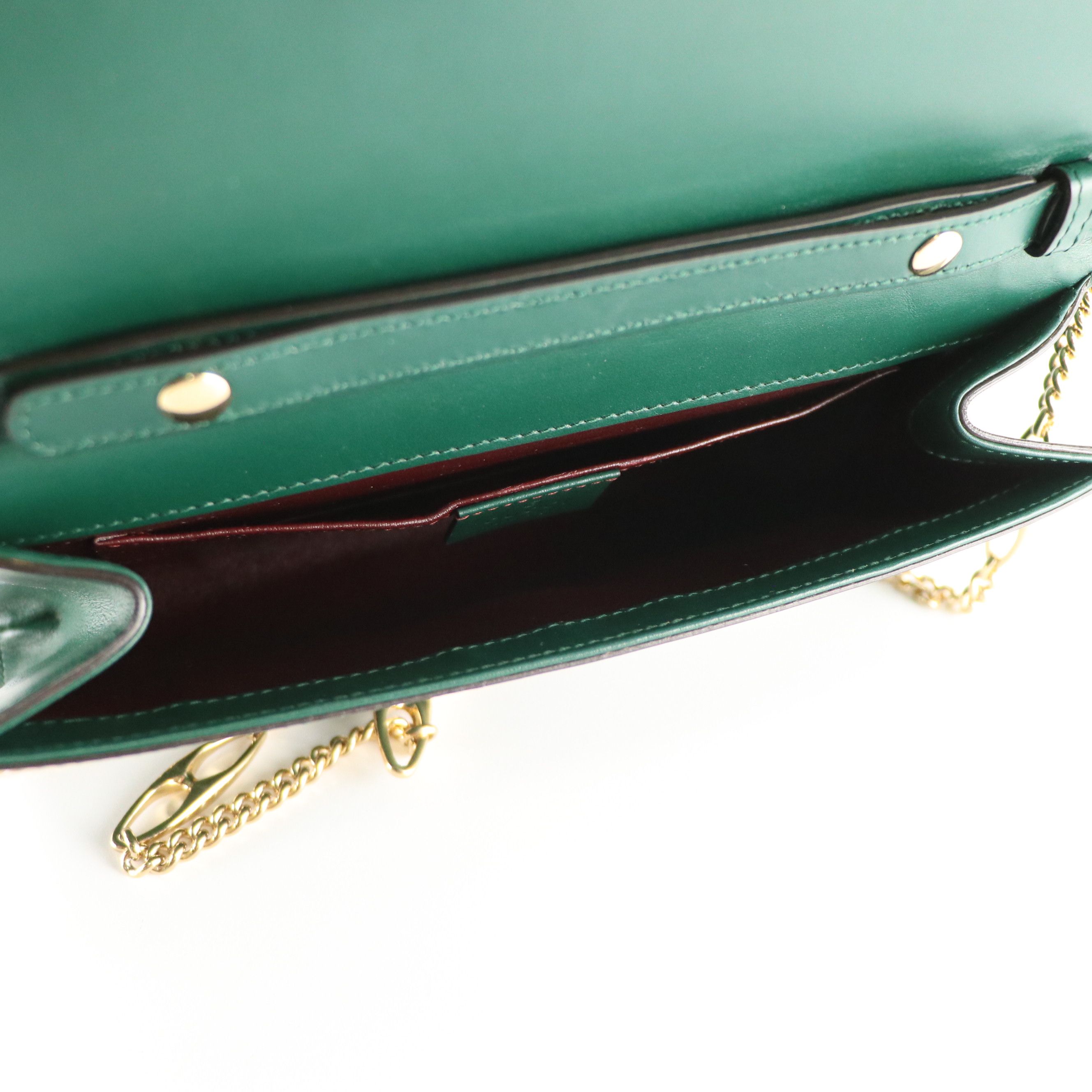 Gucci Zumi Mini Chain Flap Bag in Green Calfskin Leather
