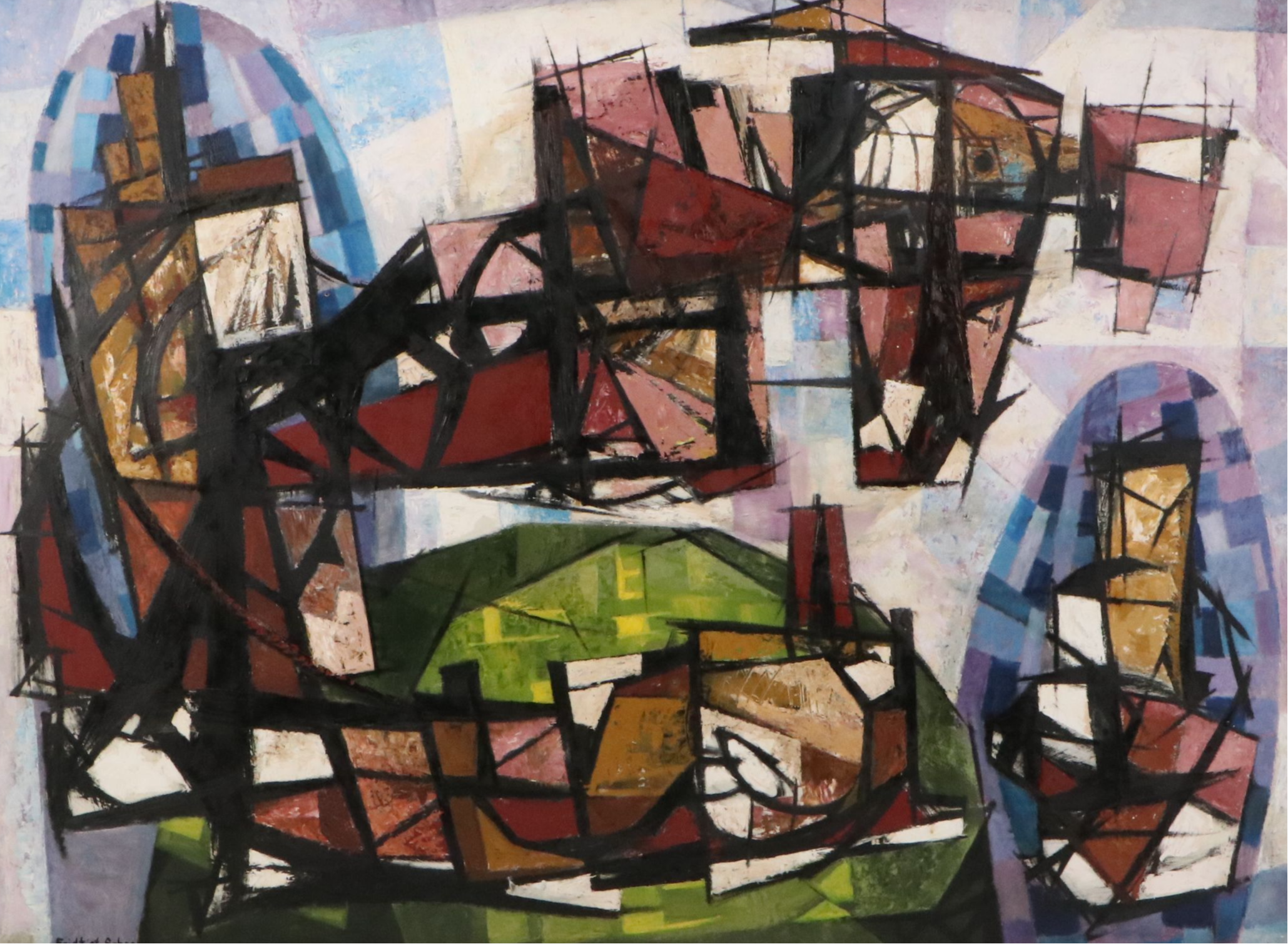 Fridtjof Schroder Modernist Abstract Oil Painting