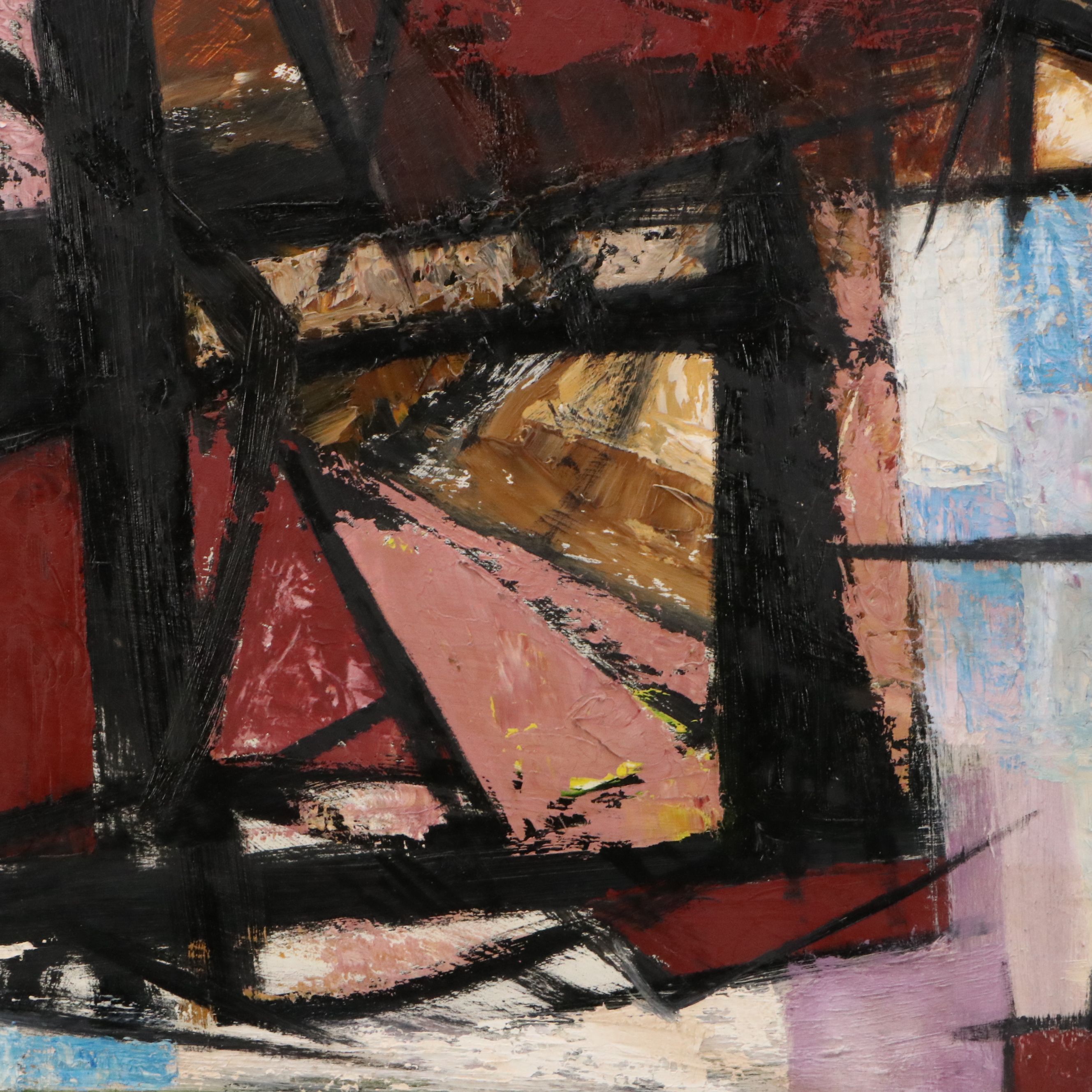 Fridtjof Schroder Modernist Abstract Oil Painting