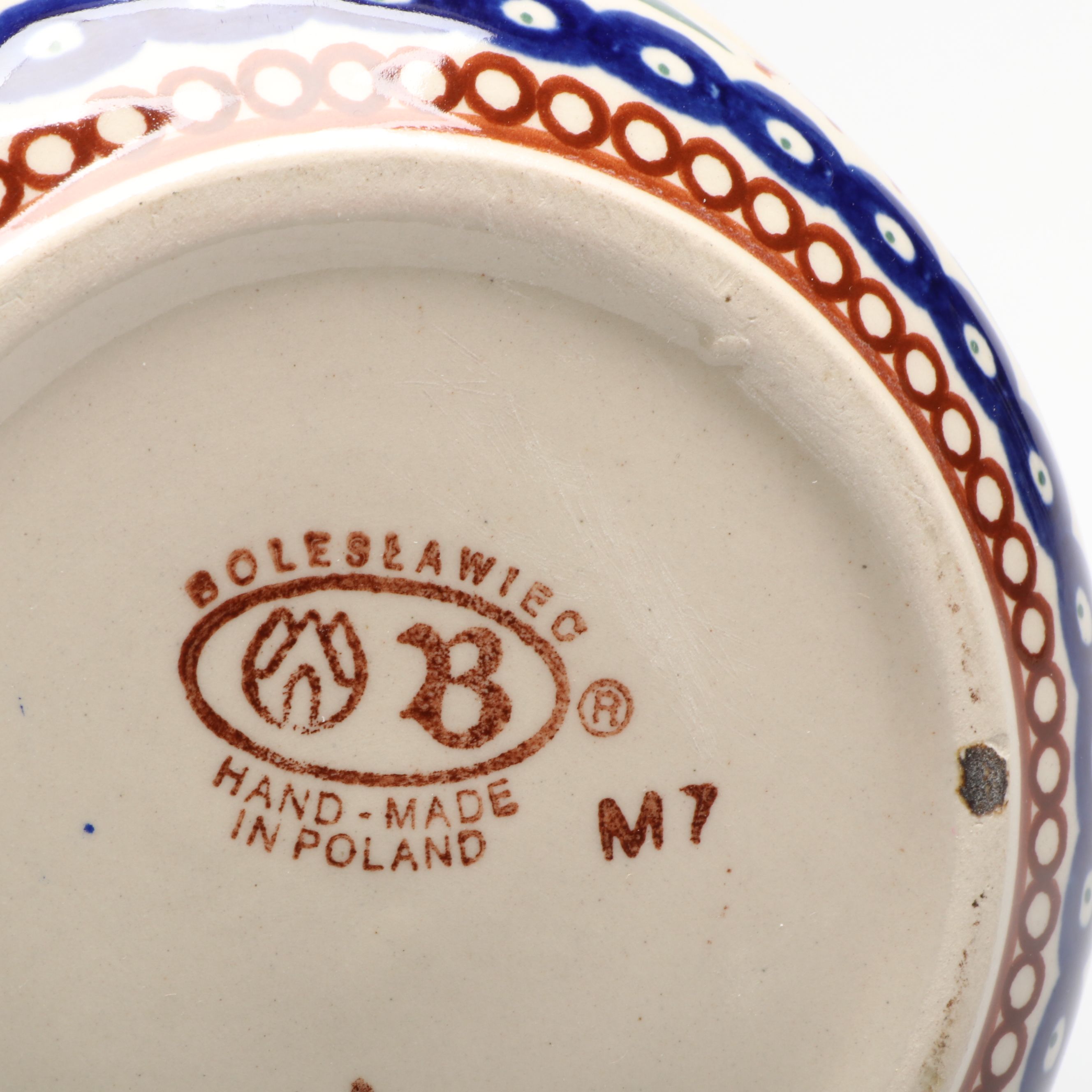 W.R. Unikat Egg Plate with Bolesławiec and Other Hand-Painted Polish Pottery