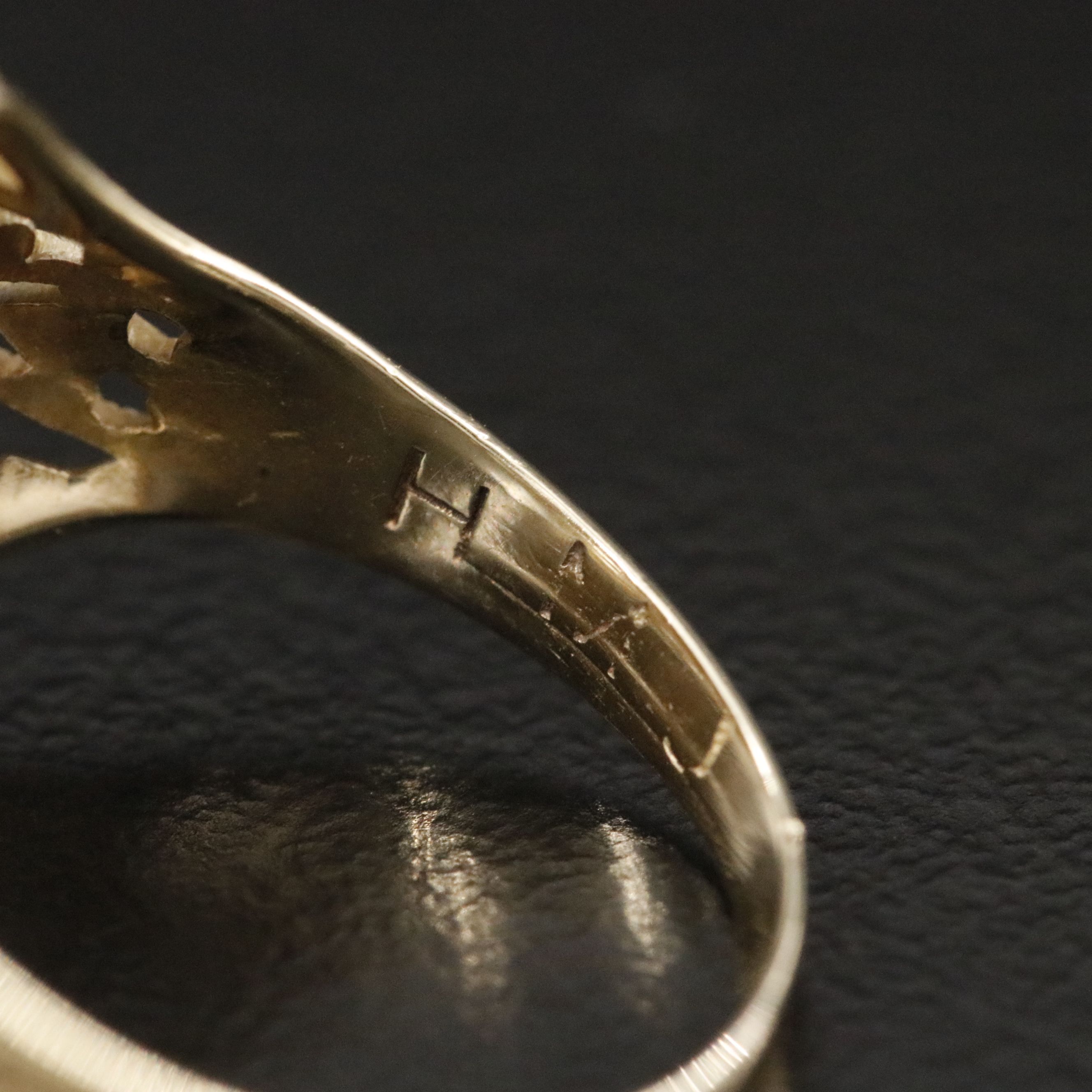 Vintage 10K Two-Tone Enamel and Diamond Accented Ring