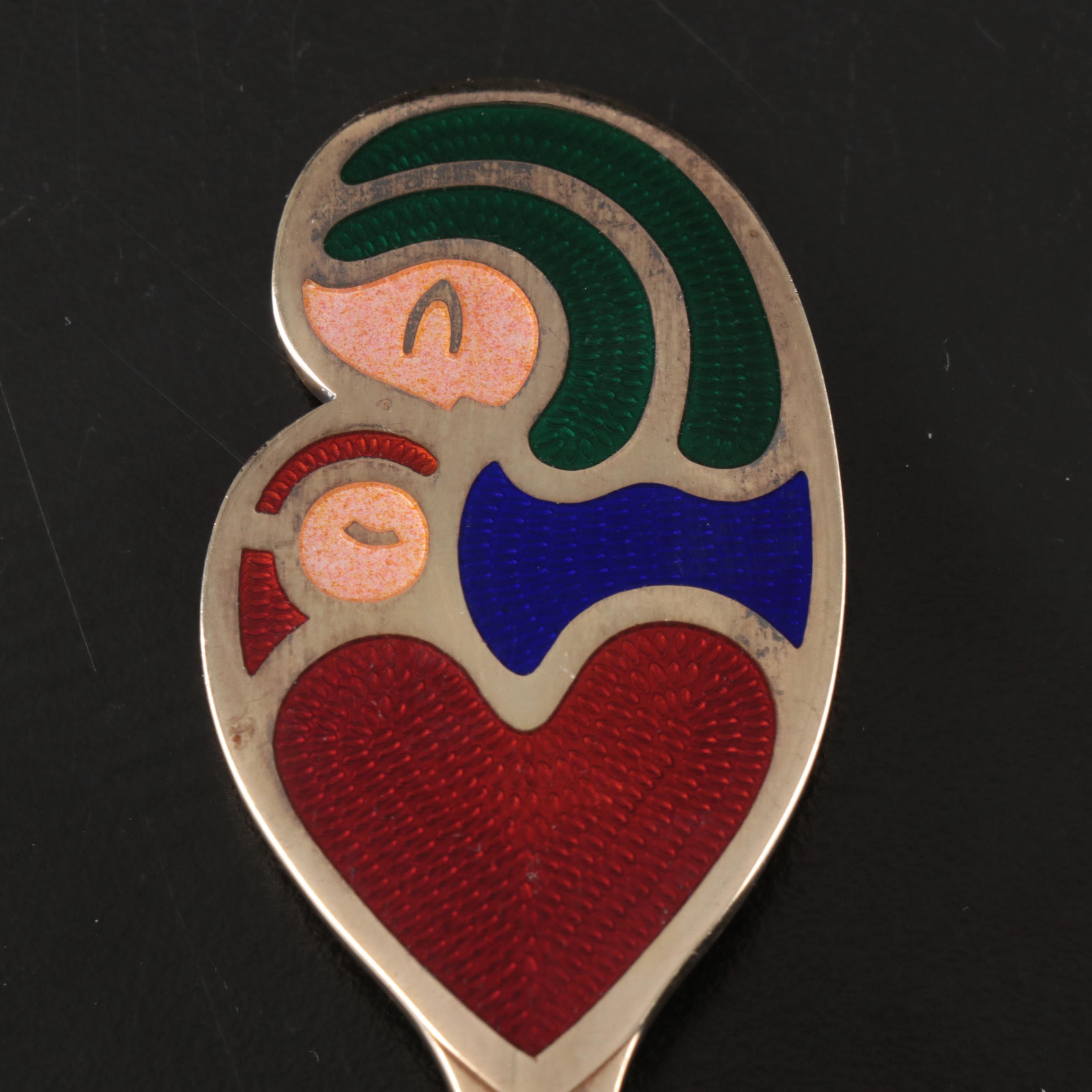 A. Michelsen Danish Christmas Gilded Sterling and Enamel Spoons, 1967-1973