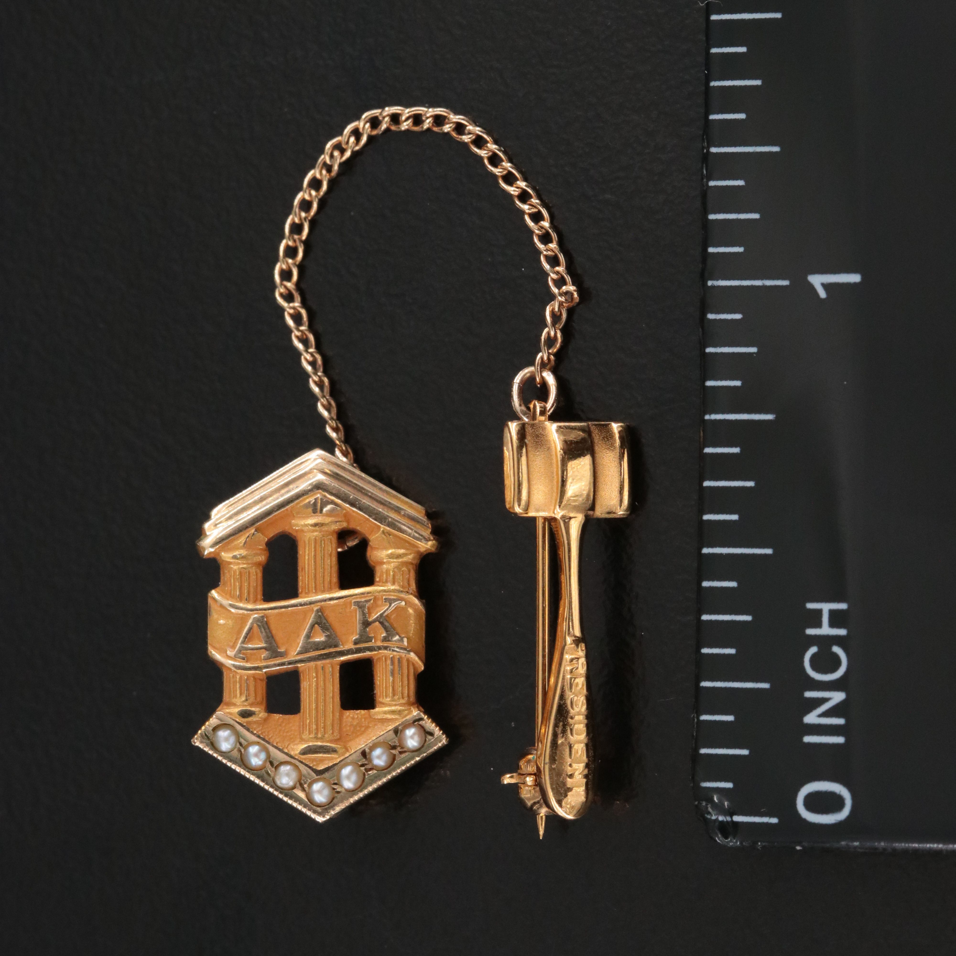 10K Alpha Delta Kappa Pin with Gold-Filled Gavel