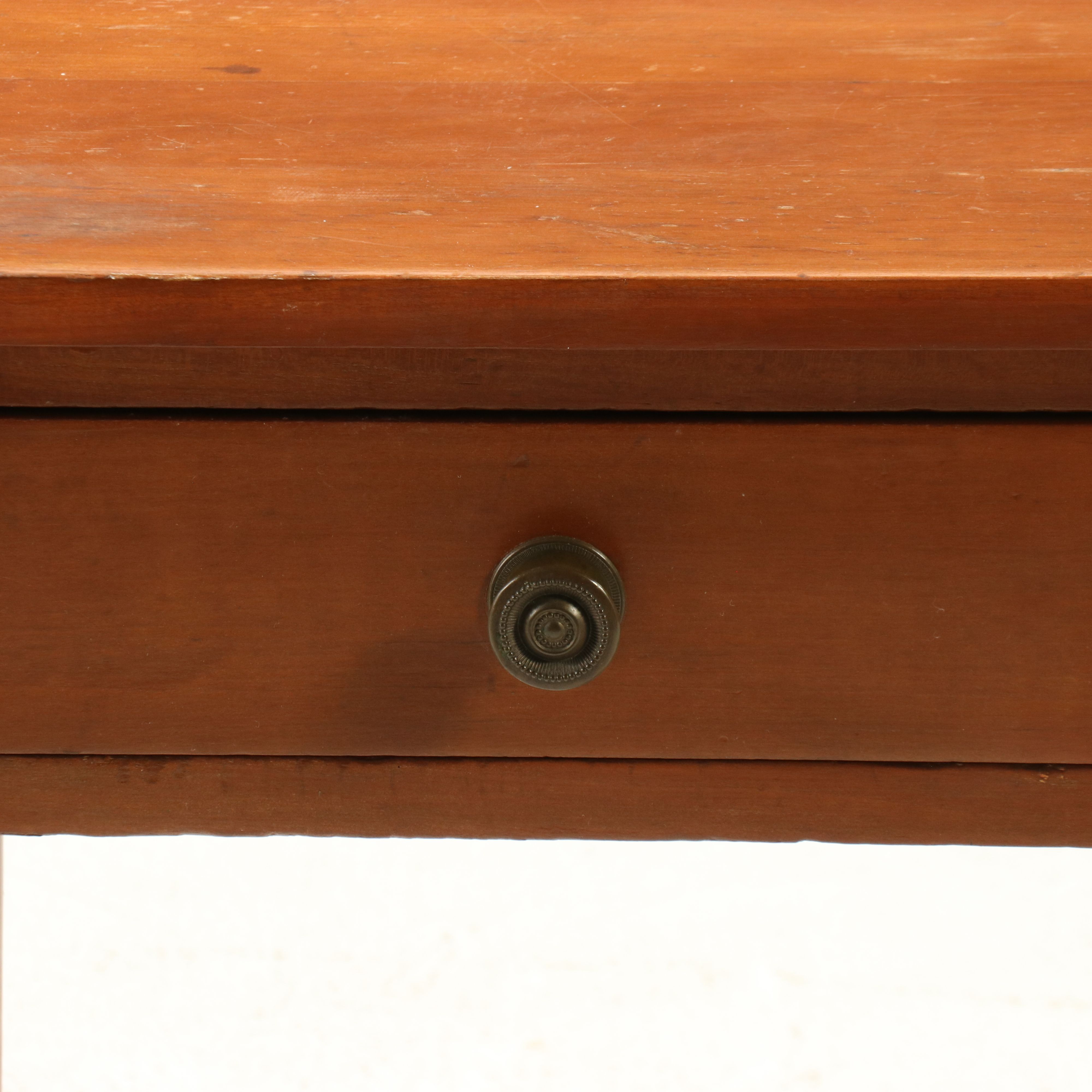 American Country Sheraton Cherry Single-Drawer Side Table, 19th Century