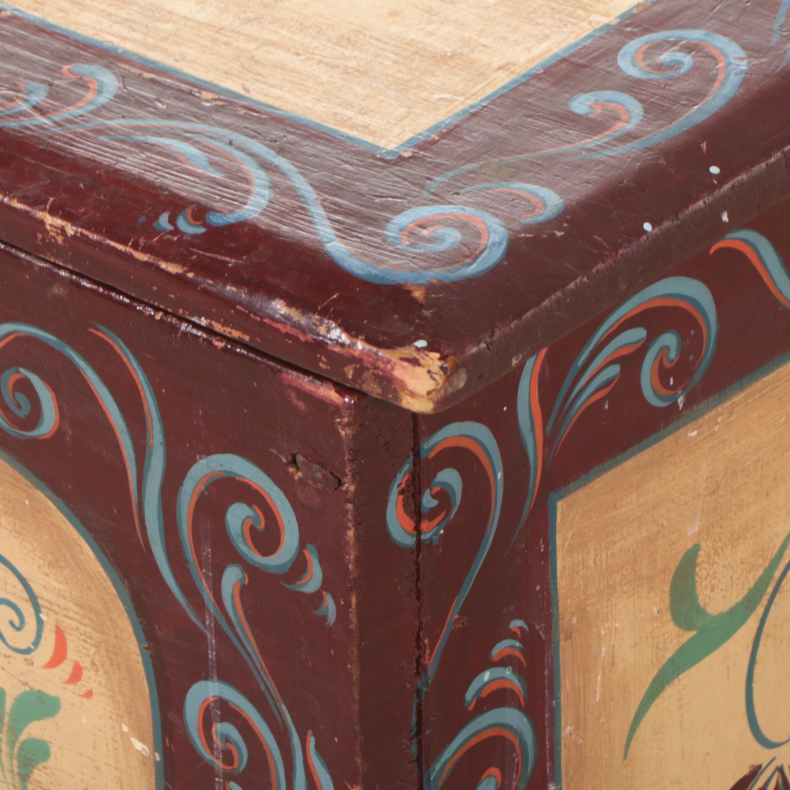 American Folk Art Painted Pine Blanket Chest, 19th Century