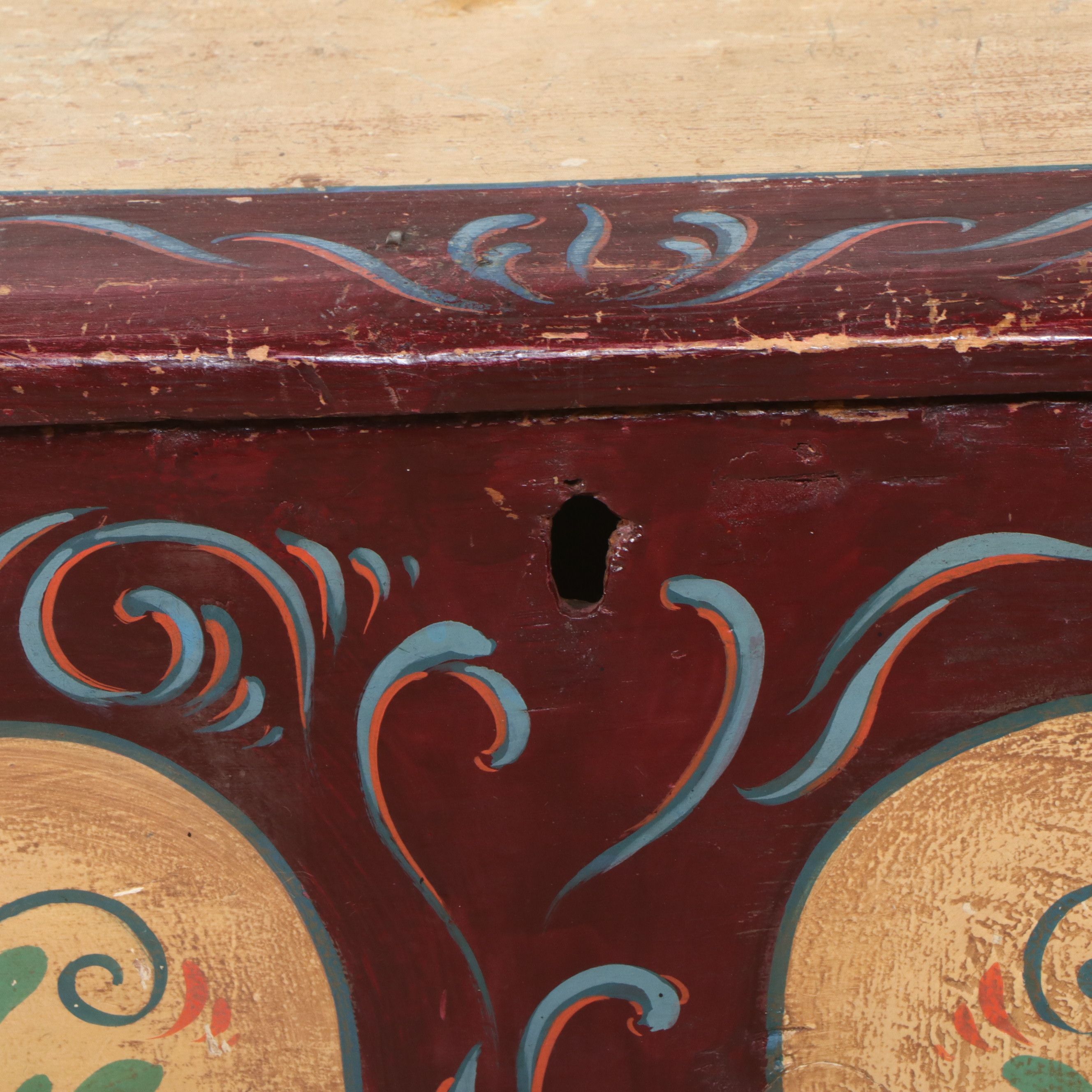American Folk Art Painted Pine Blanket Chest, 19th Century
