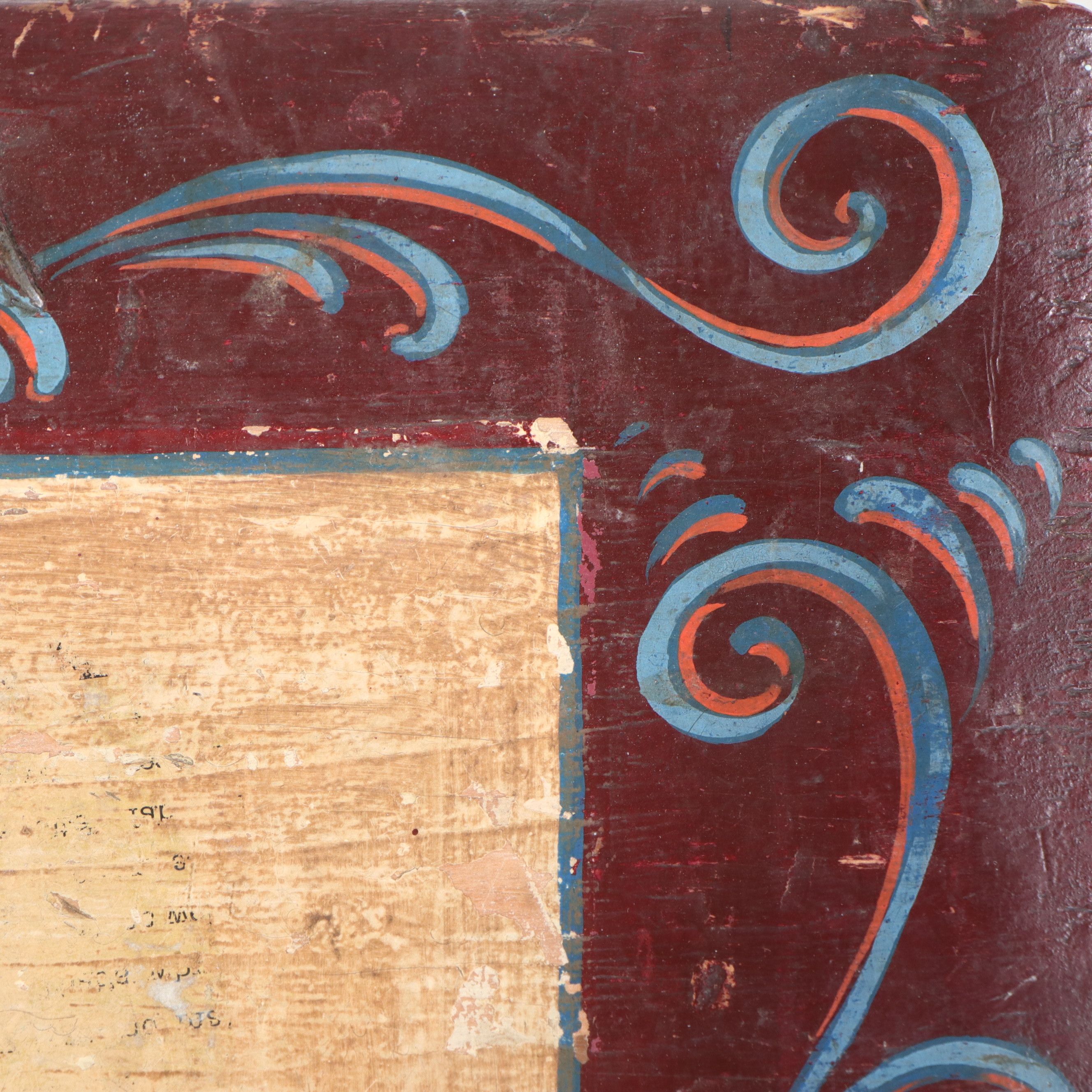 American Folk Art Painted Pine Blanket Chest, 19th Century