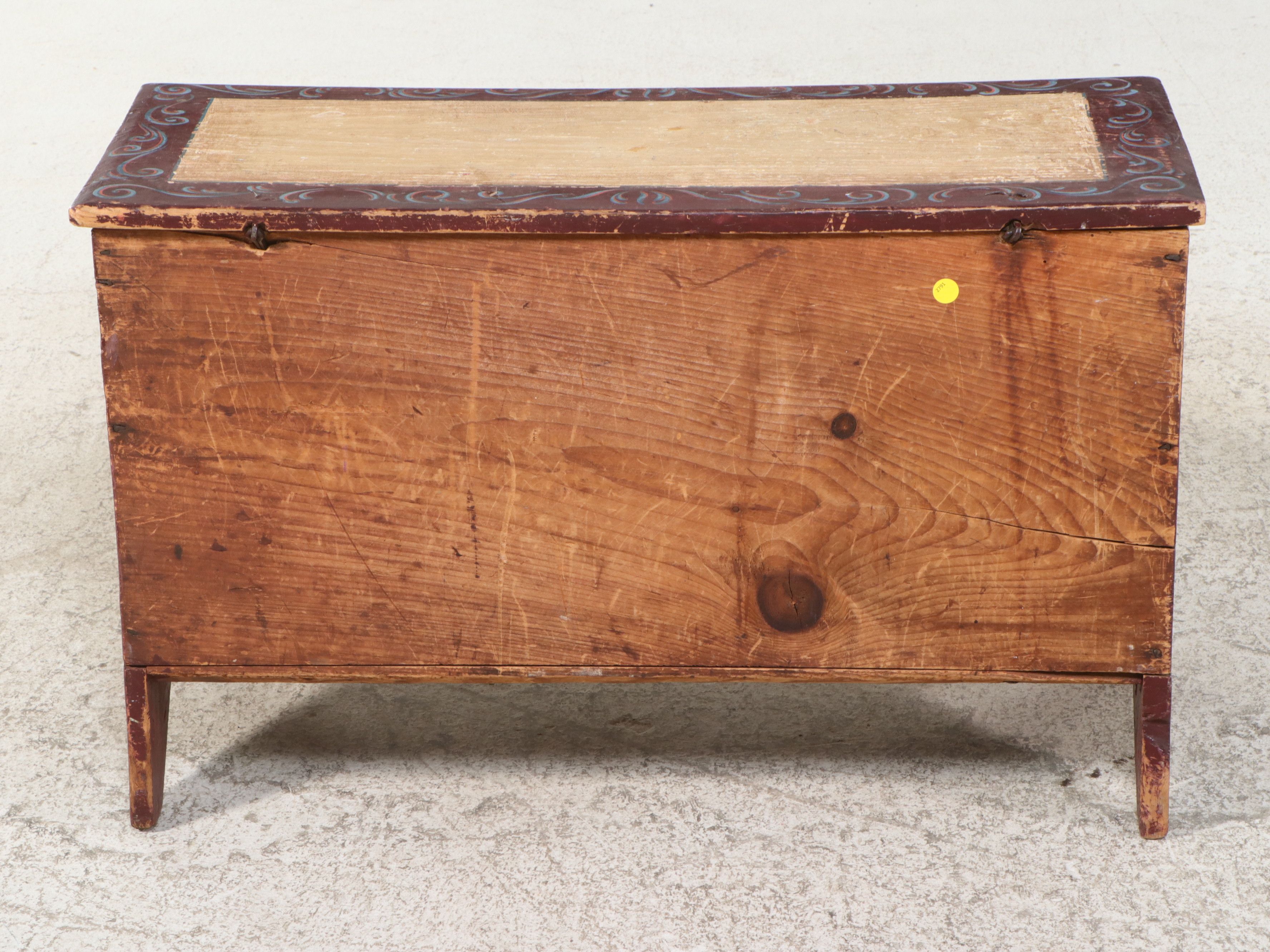 American Folk Art Painted Pine Blanket Chest, 19th Century