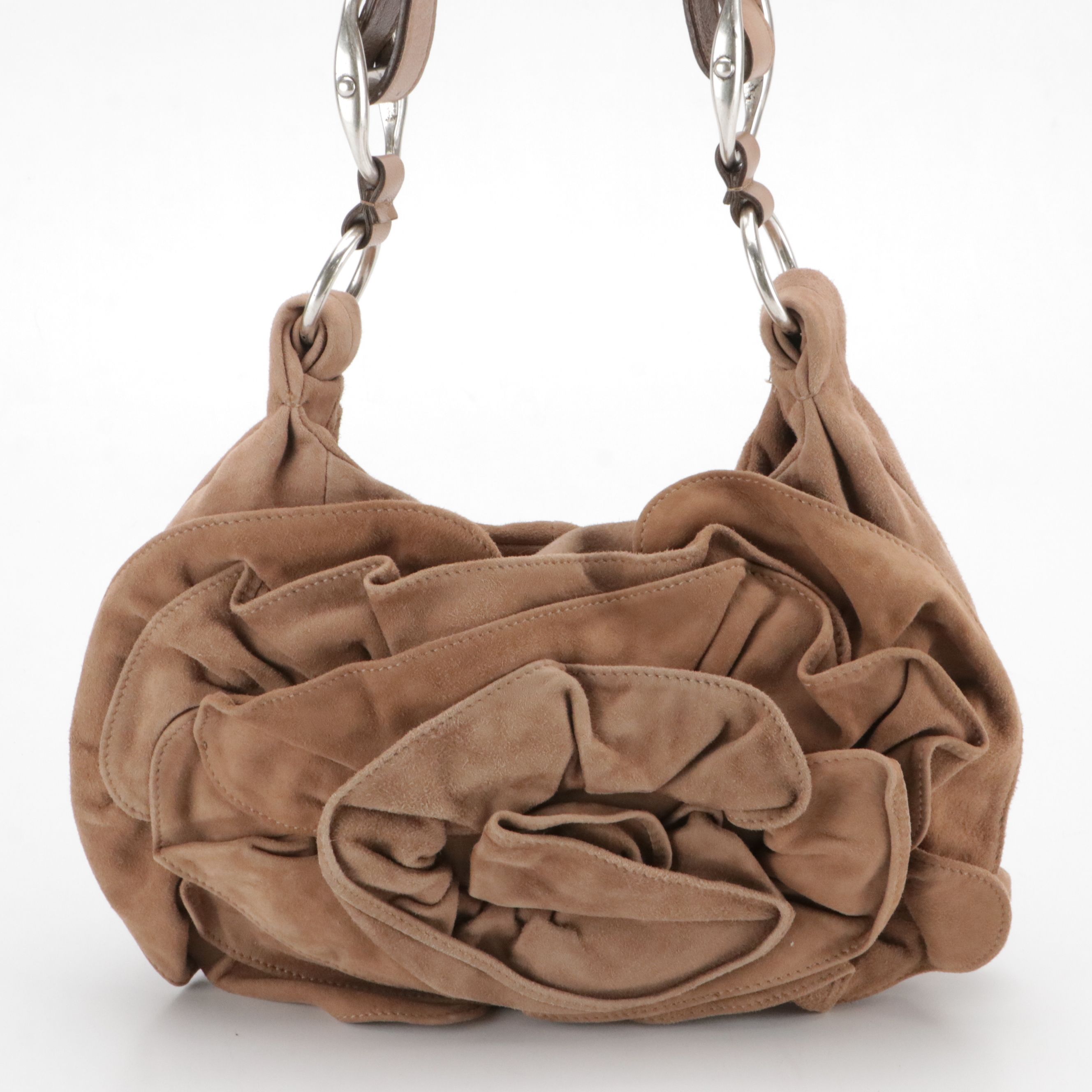 Yves Saint Laurent Nadja Rose Hobo Shoulder Bag in Blush Nude Suede