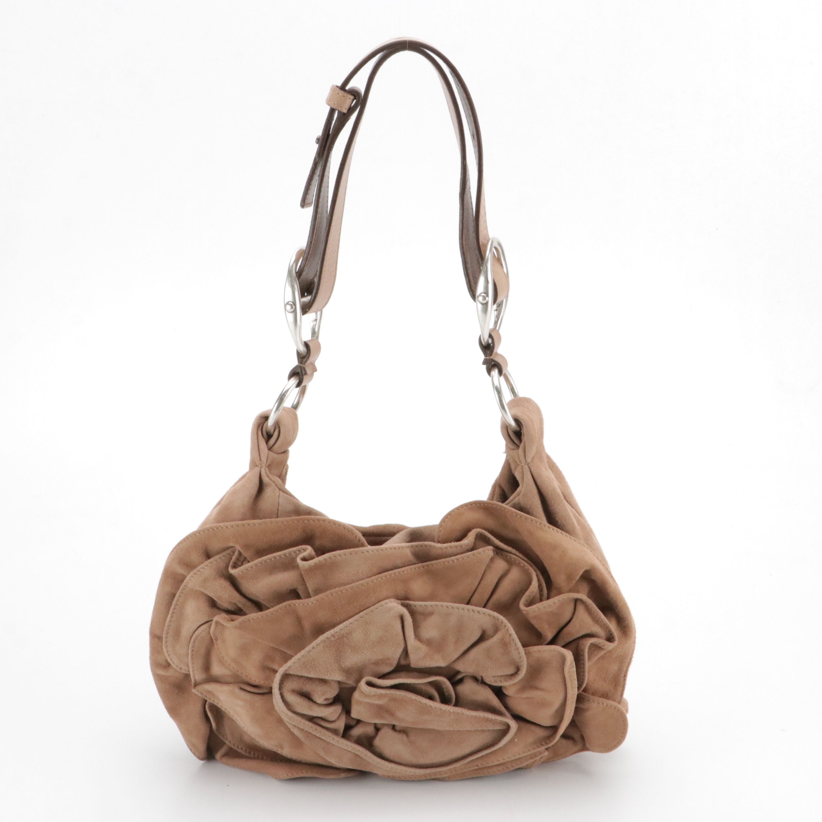 Yves Saint Laurent Nadja Rose Hobo Shoulder Bag in Blush Nude Suede