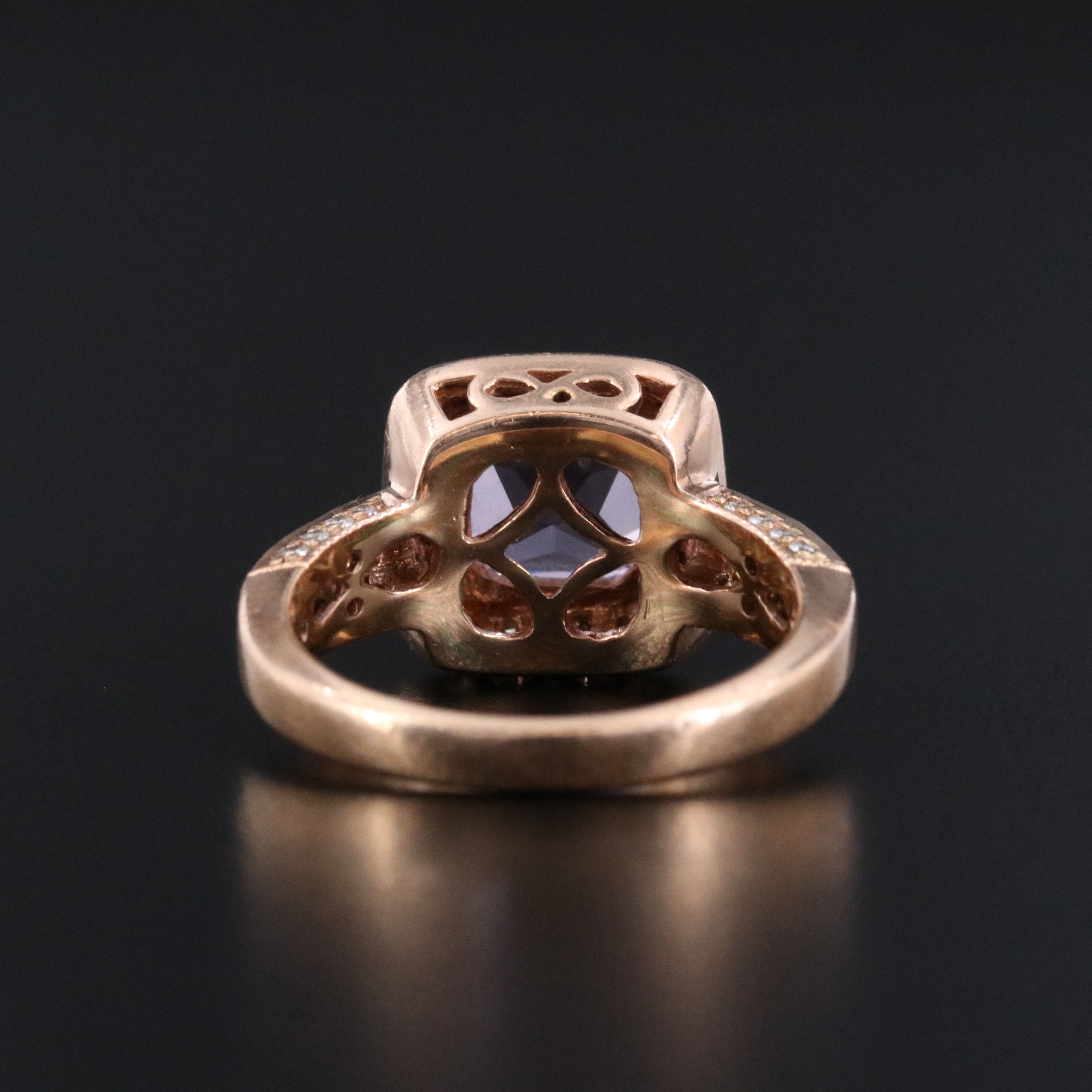 Le Vian 14K Rose Gold Amethyst, Pink Sapphire, and Diamond Halo Ring