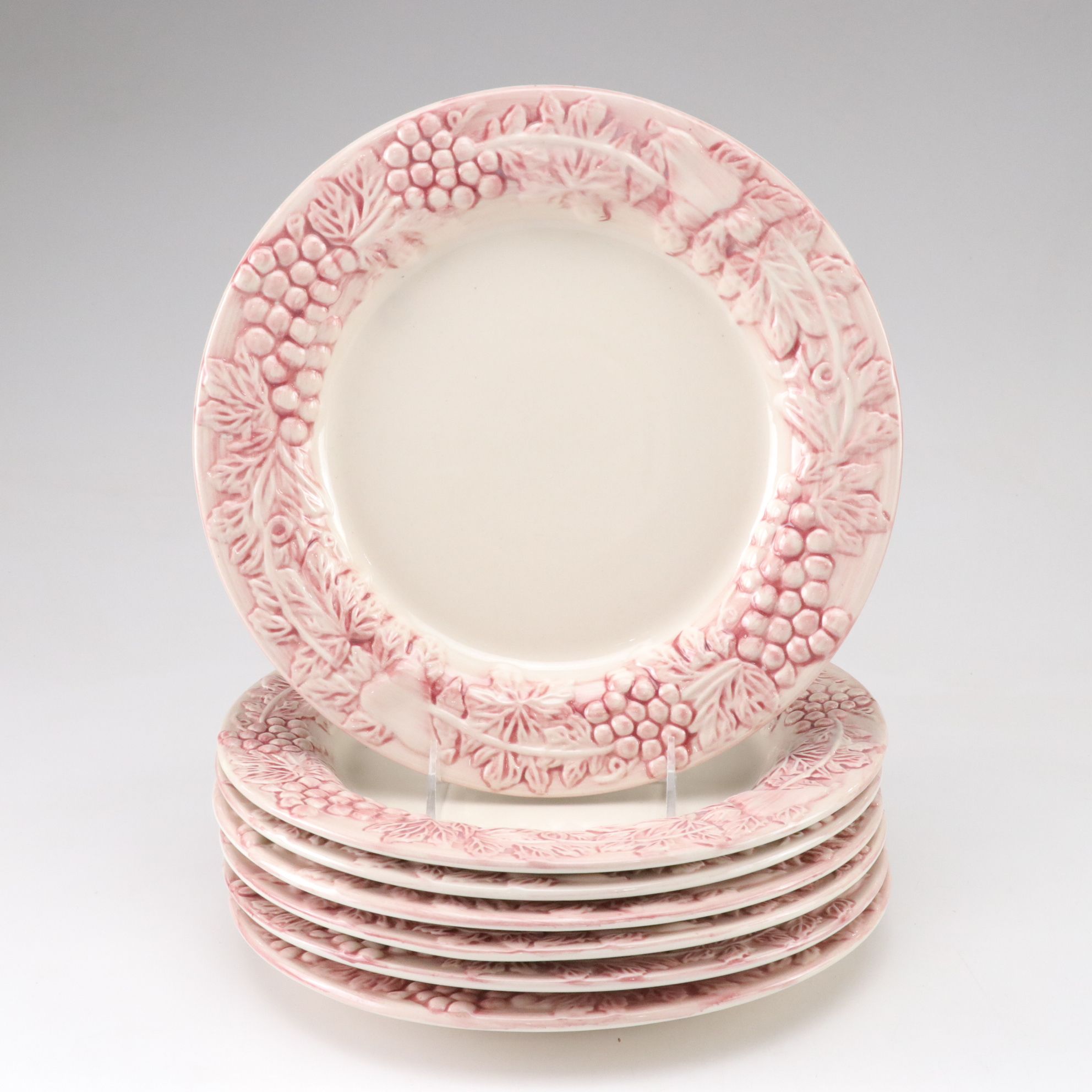 Euro Ceramica "Vineyard" Burgundy Salad and Dinner Plates