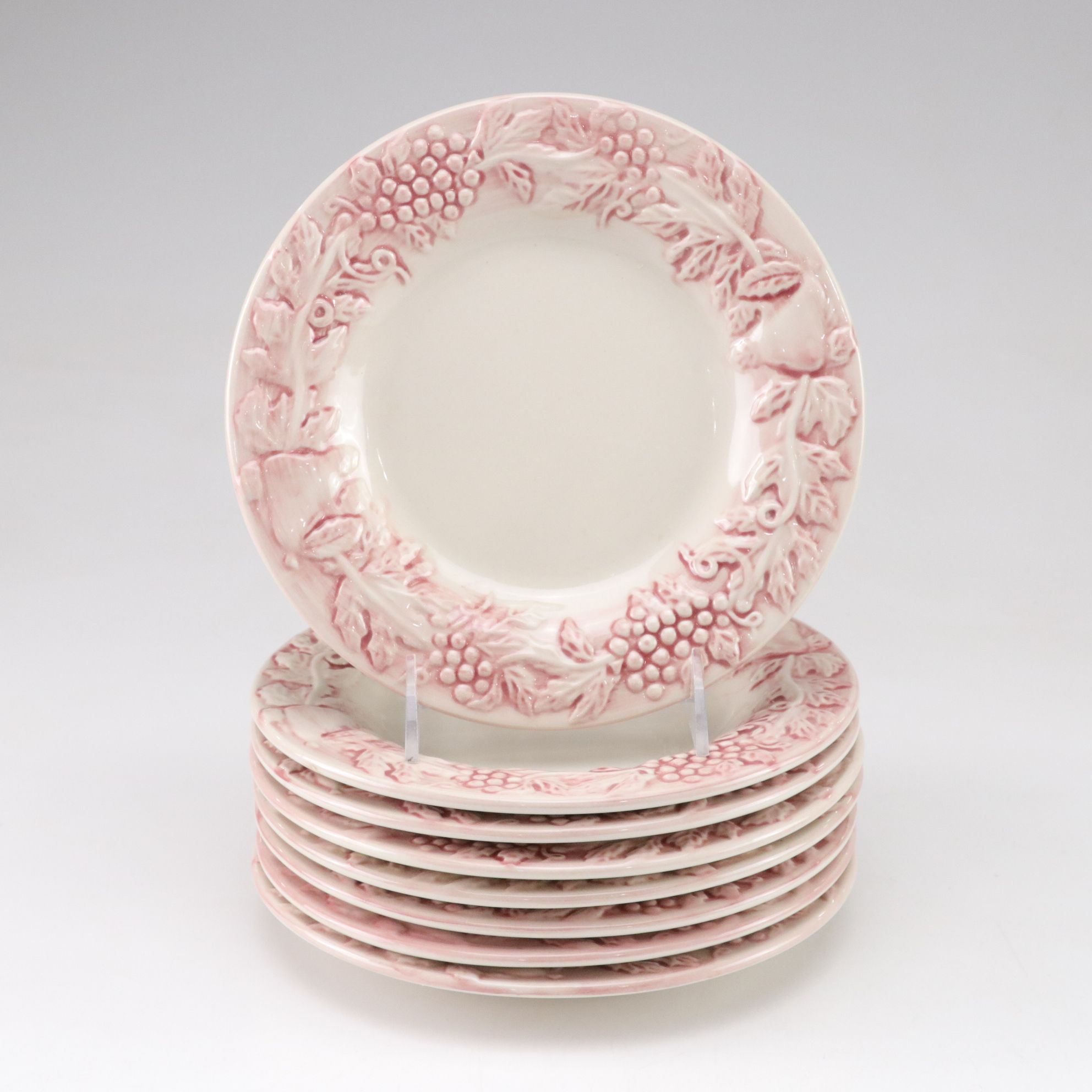 Euro Ceramica "Vineyard" Burgundy Salad and Dinner Plates