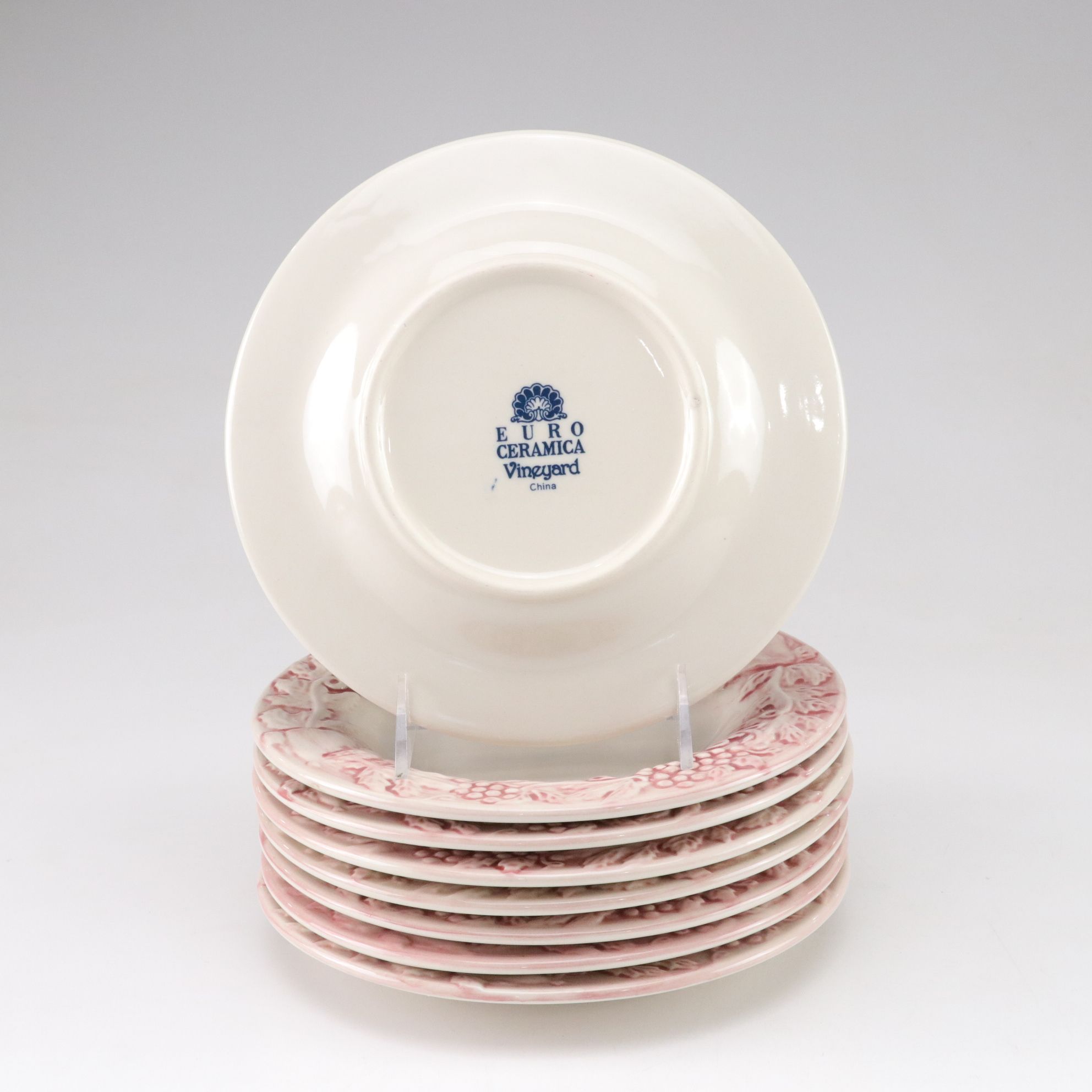 Euro Ceramica "Vineyard" Burgundy Salad and Dinner Plates