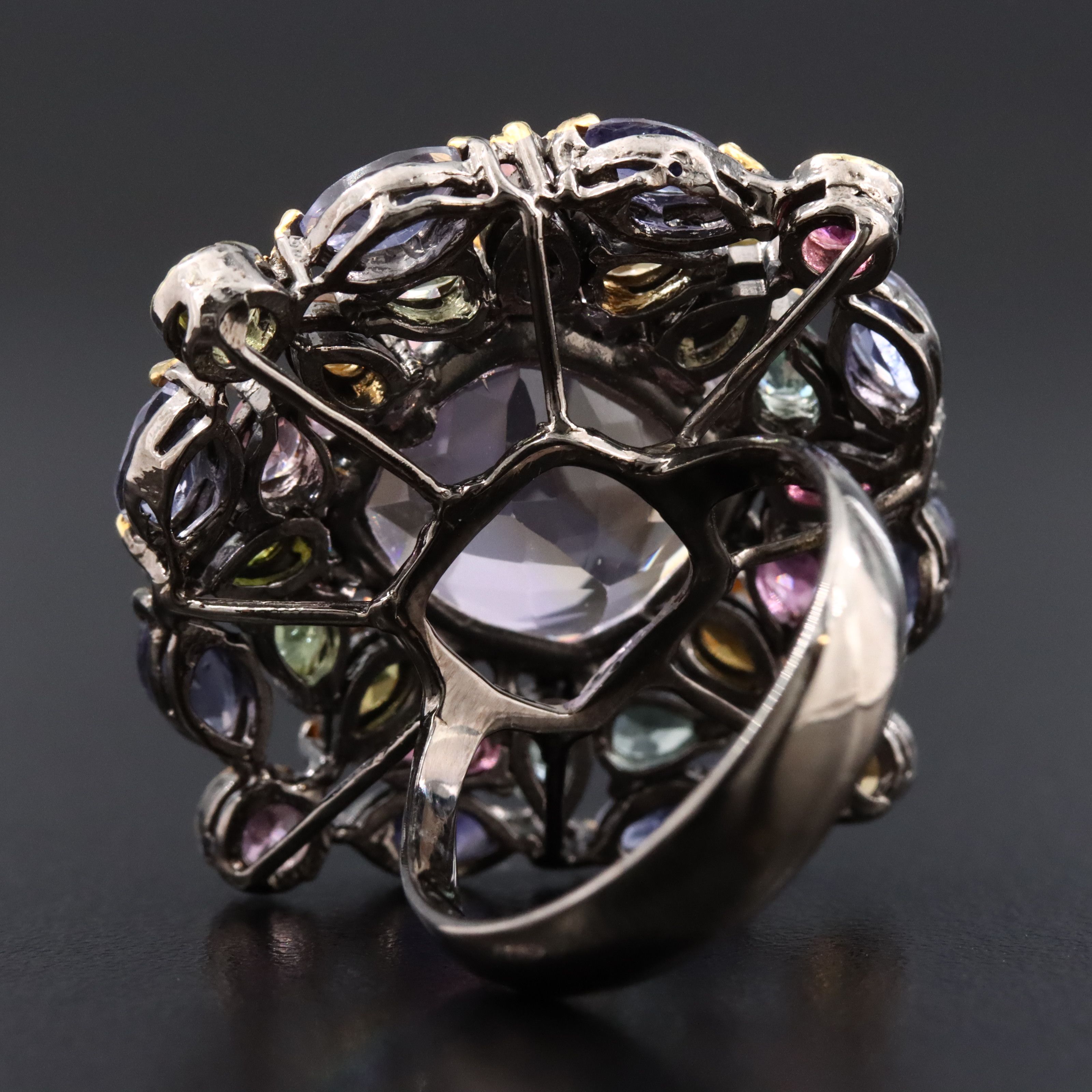 Sterling Ring Featuring Amethyst, Tourmaline and Iolite