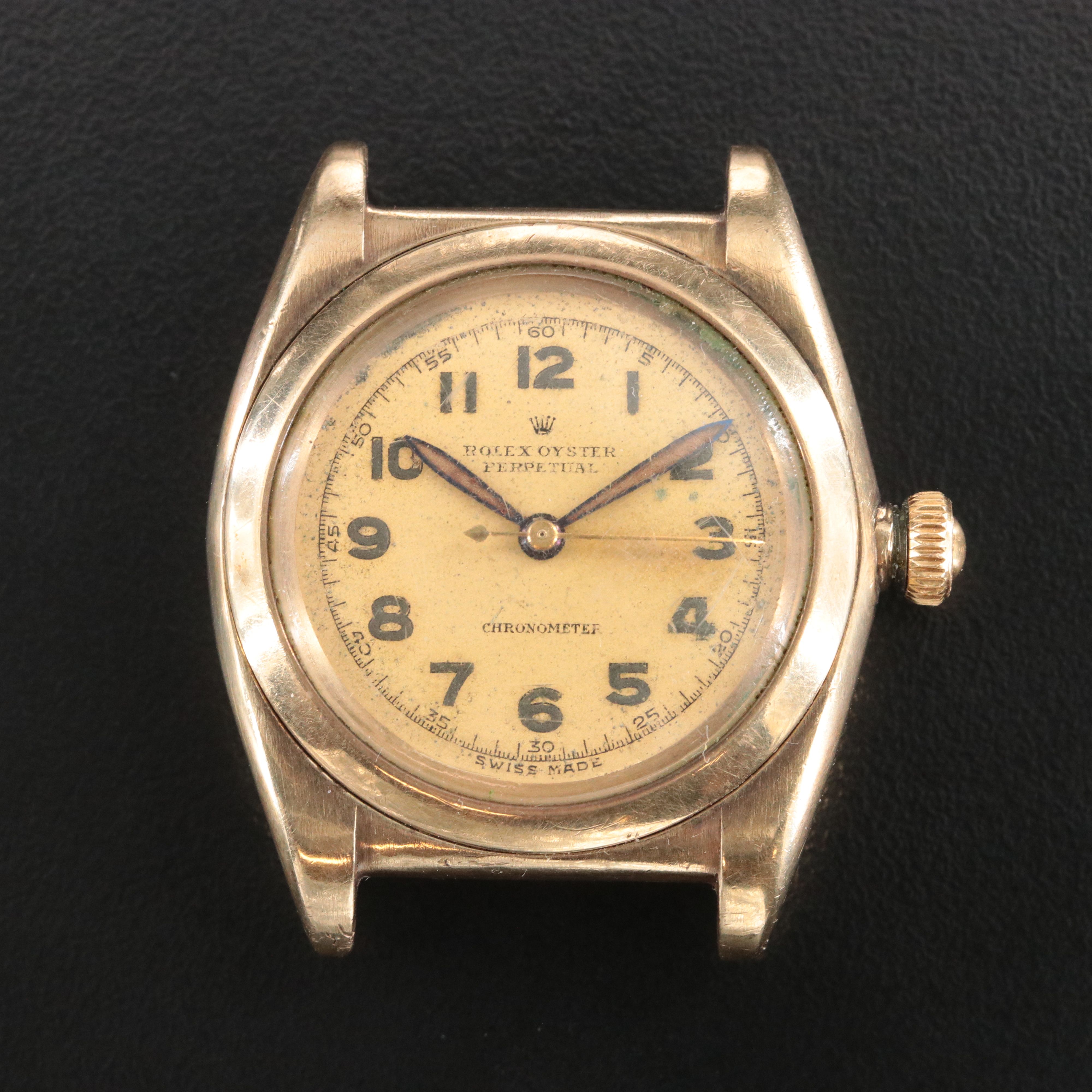 Vintage Rolex Bubble Back 9K & Steel Otster Perpetual Chronometre Watch