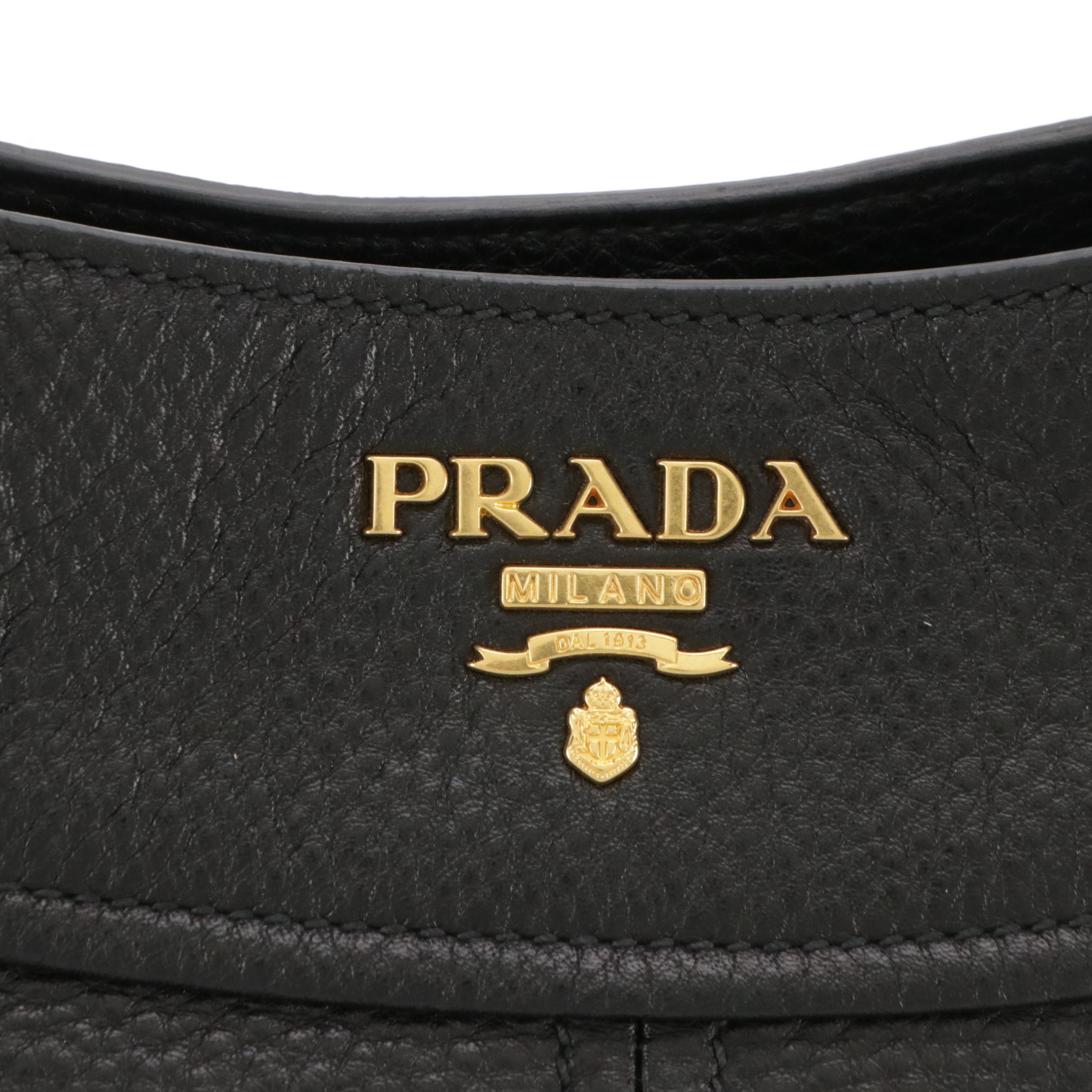 Prada Shoulder Bag in Black Vitello Daino Leather