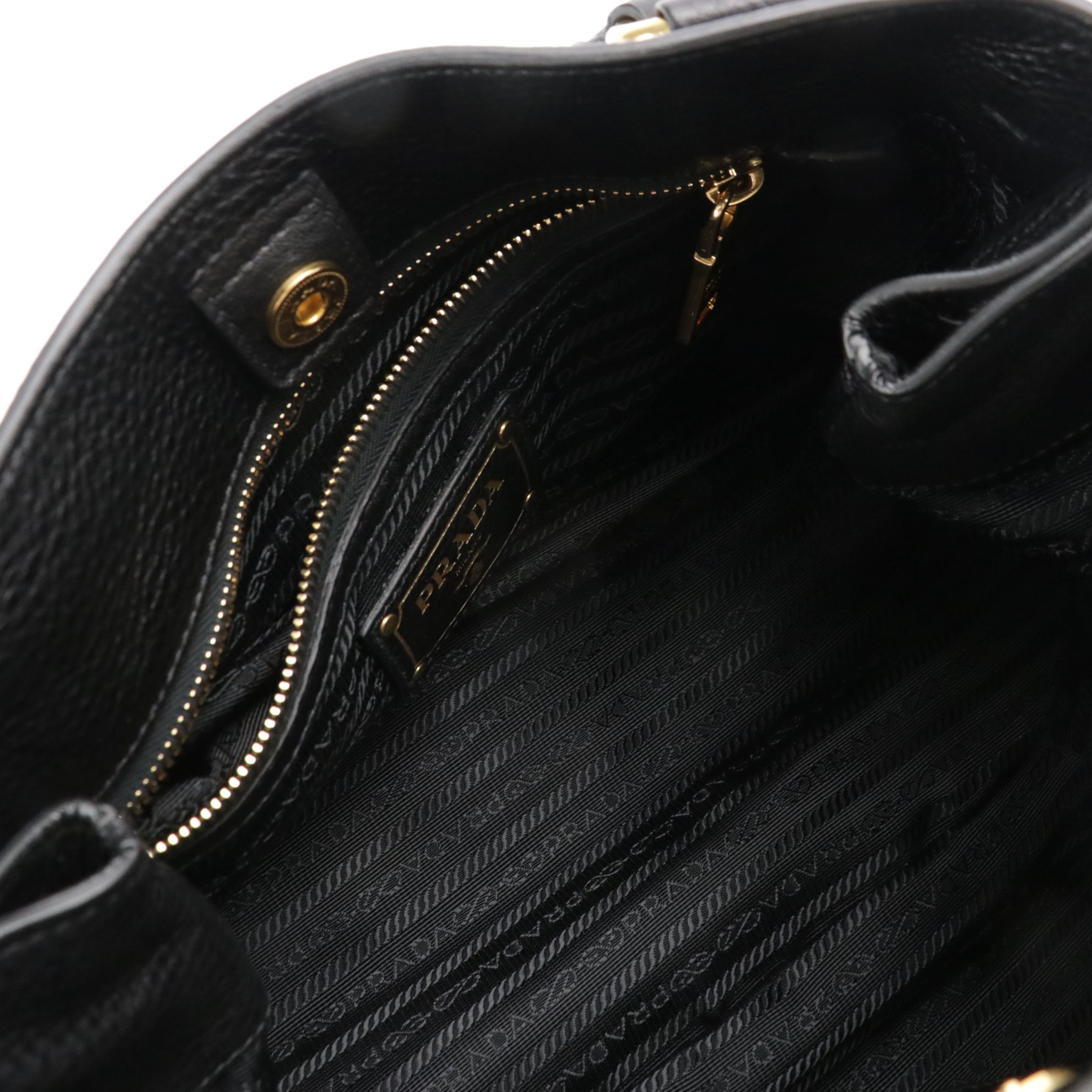 Prada Shoulder Bag in Black Vitello Daino Leather