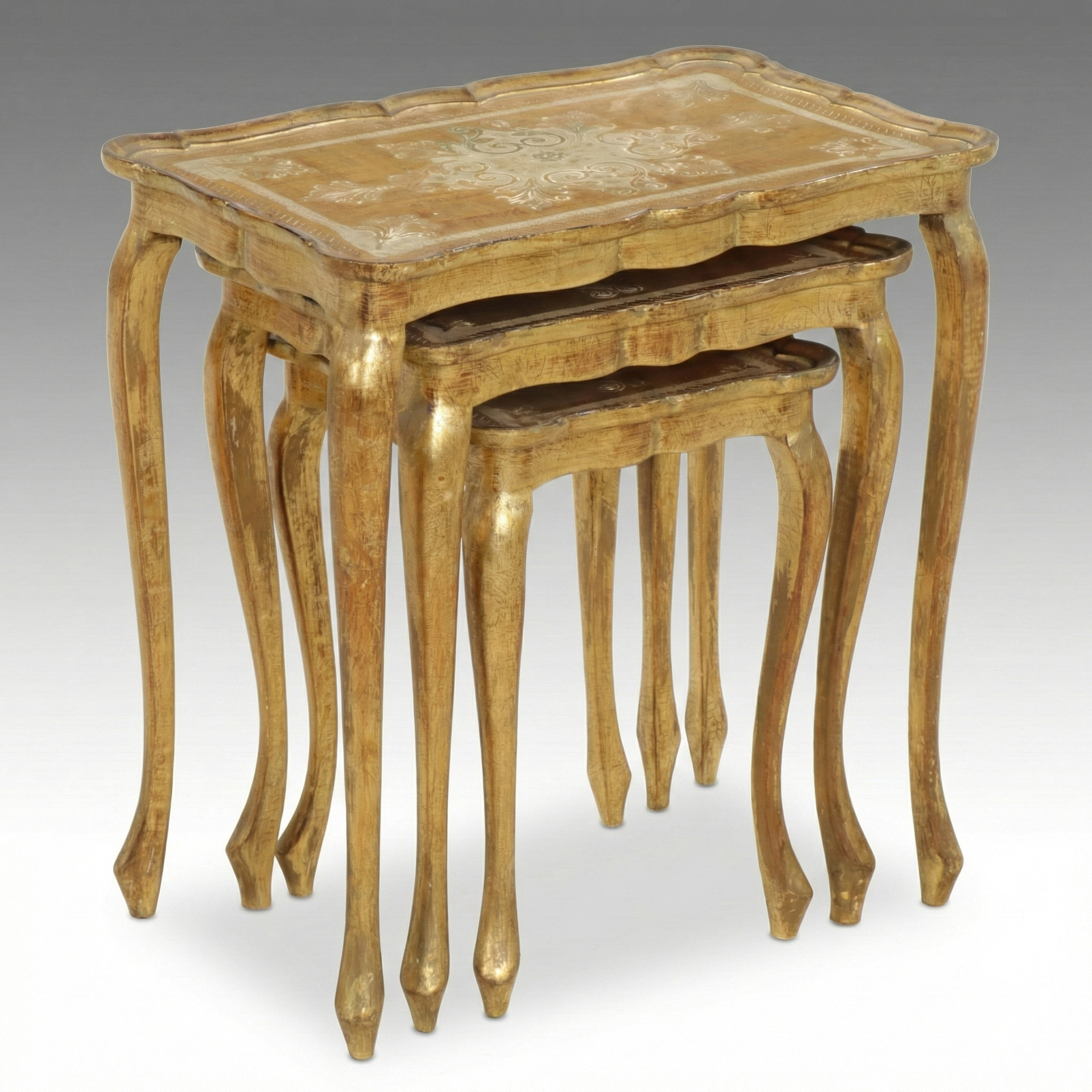 Florentine Style Gold-Painted Nesting Tables, Late 20th Century