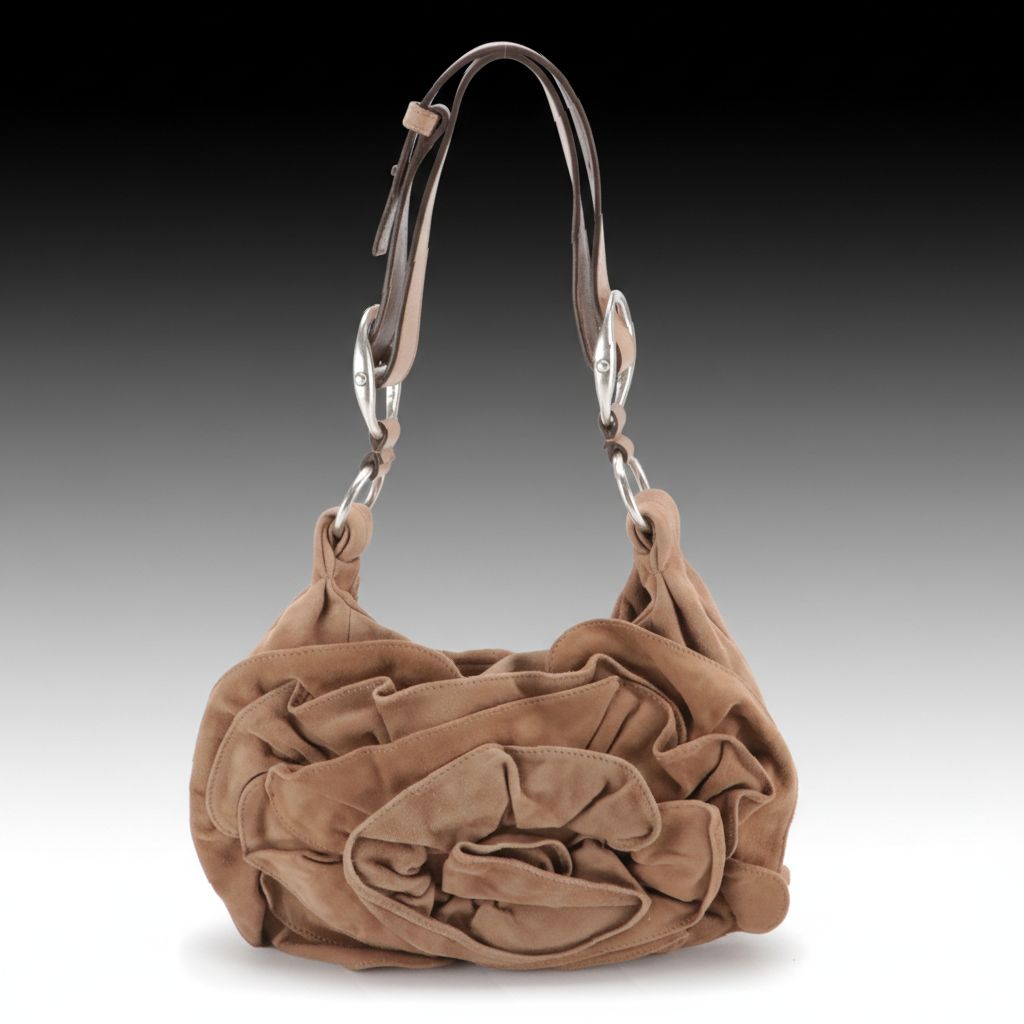 Yves Saint Laurent Nadja Rose Hobo Shoulder Bag in Blush Nude Suede