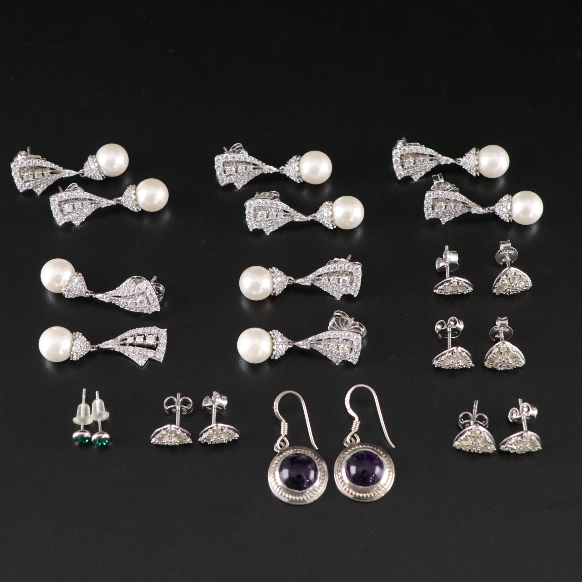 11 Assorted Sterling Silver Earrings