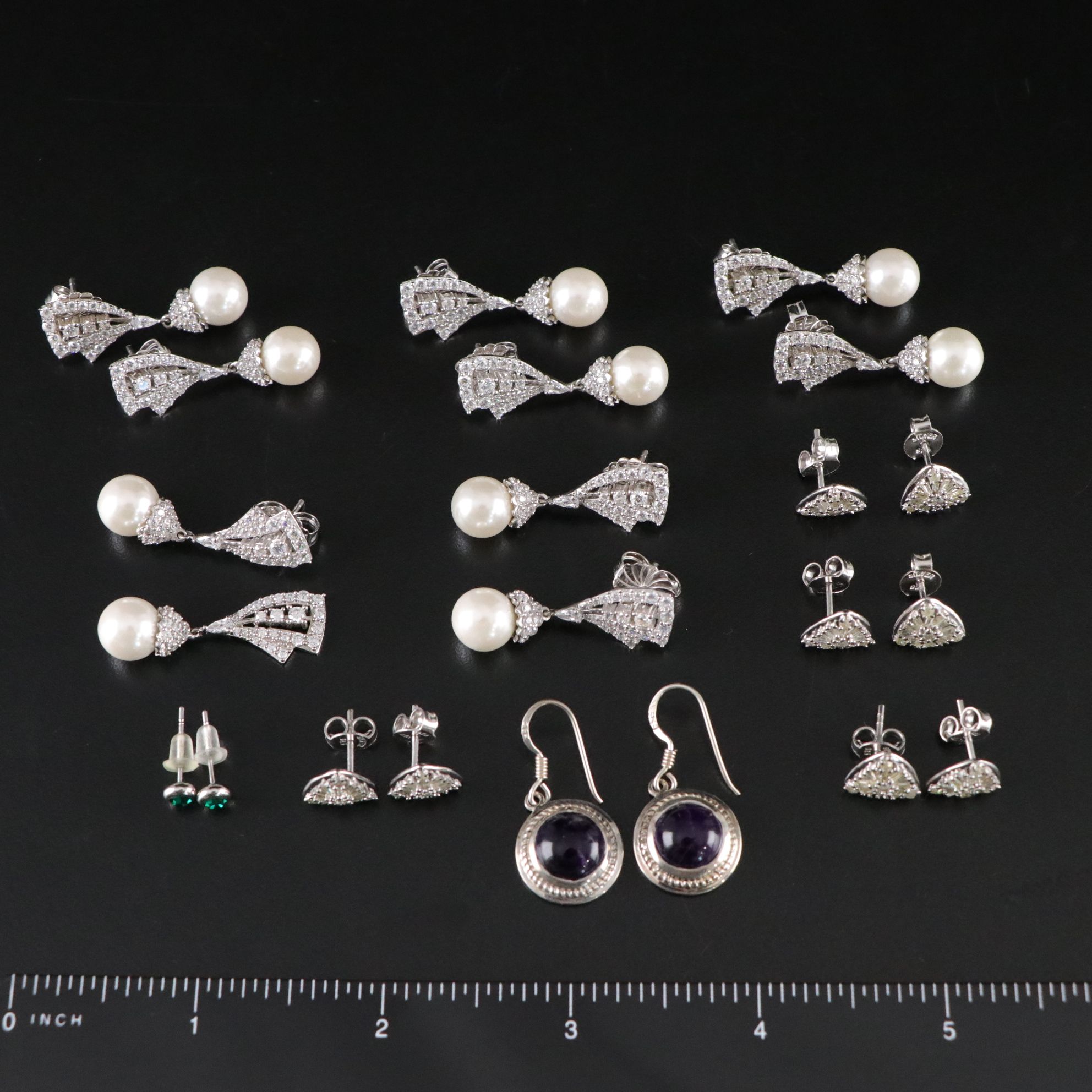 11 Assorted Sterling Silver Earrings