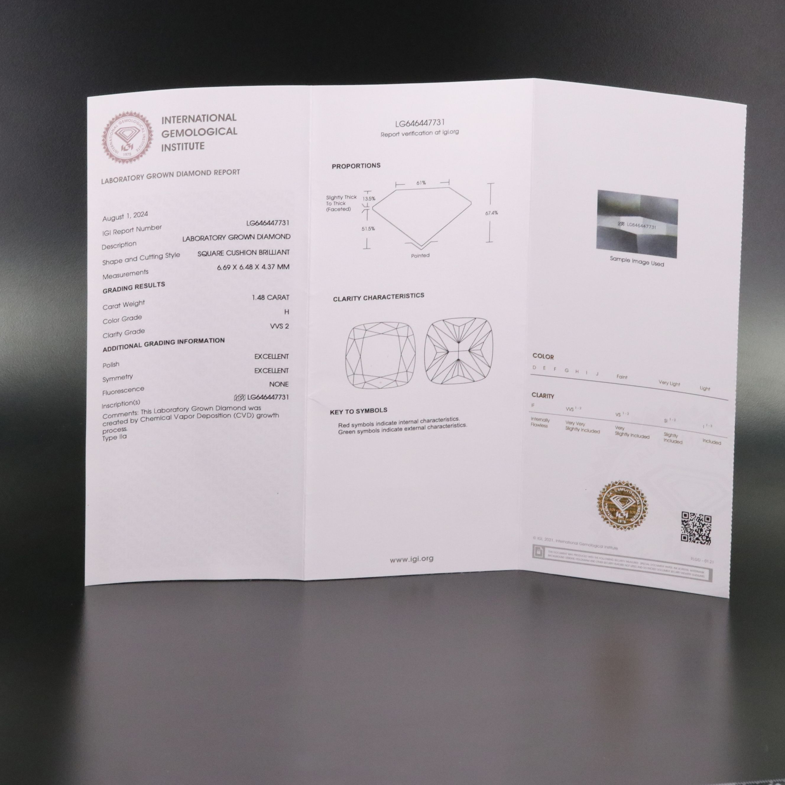 Loose 1.48 CT Lab Grown Diamond with IGI Report