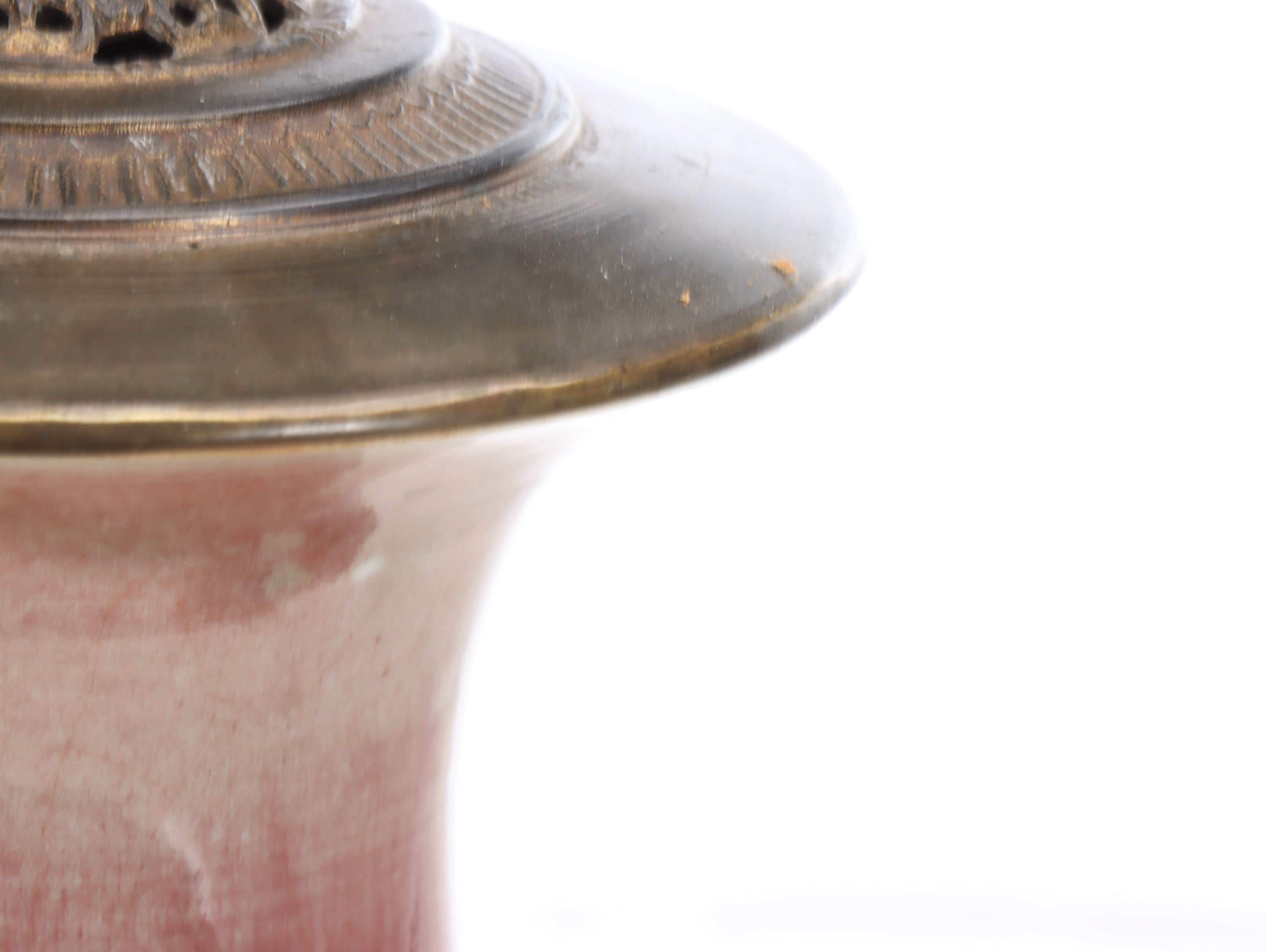 Chinese Sang de Boeuf Ceramic Table Lamp with Wide Pleat Shade