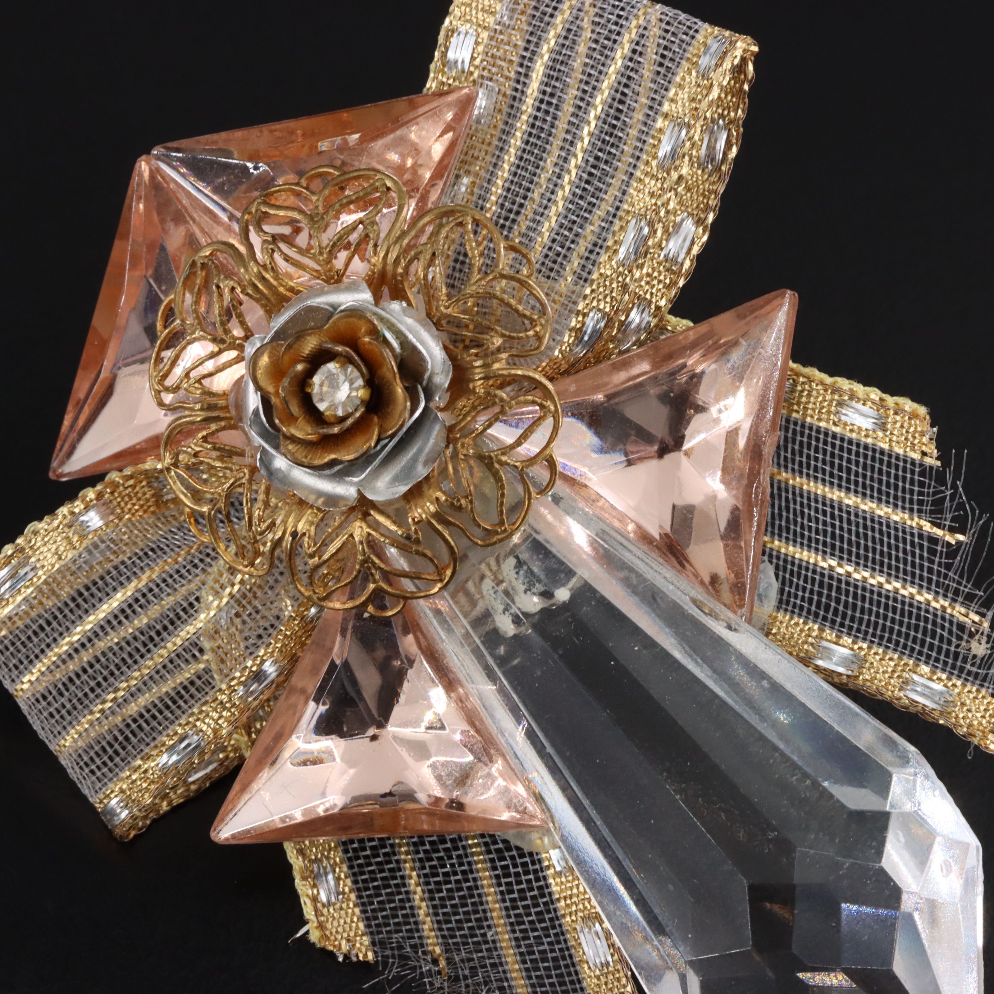 Ribbon and Rhinestone Earrings