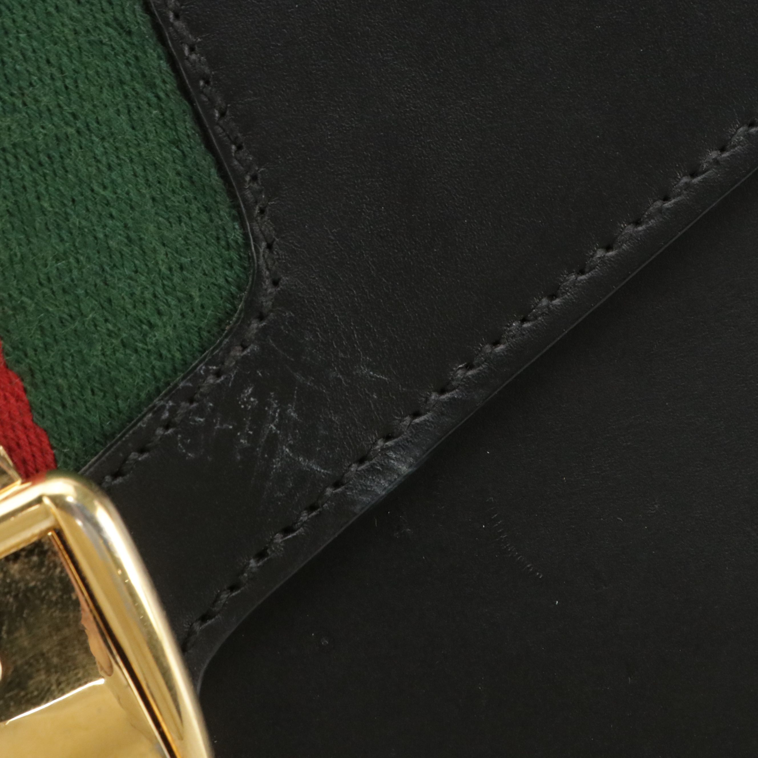 Gucci Medium Sylvie Shoulder Bag in Web Striped Midnight Blue Calfskin Leather