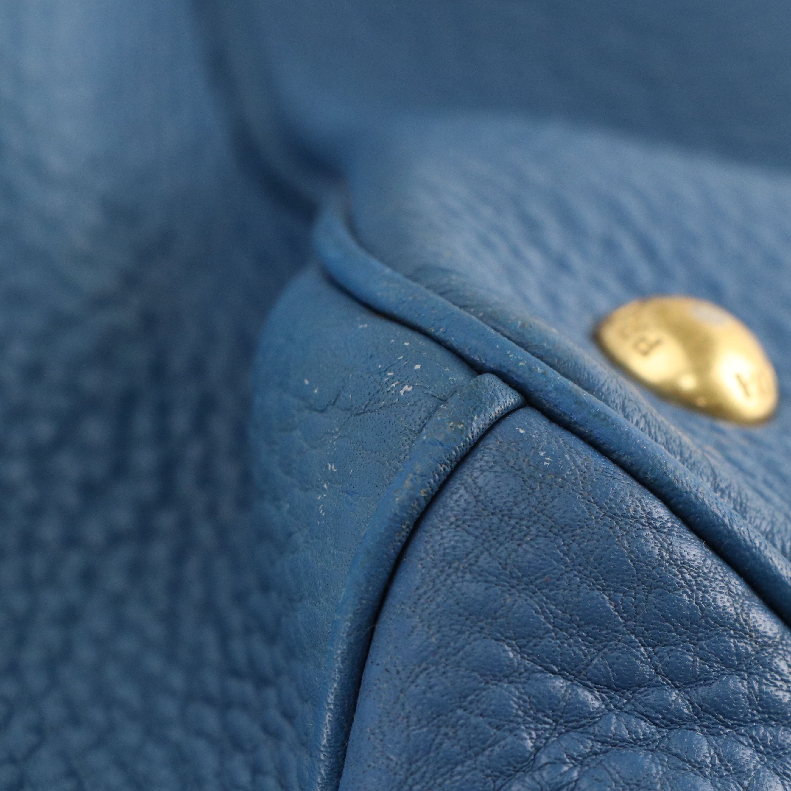 Prada Two-Way Tote Bag in Blue Vitello Daino Leather