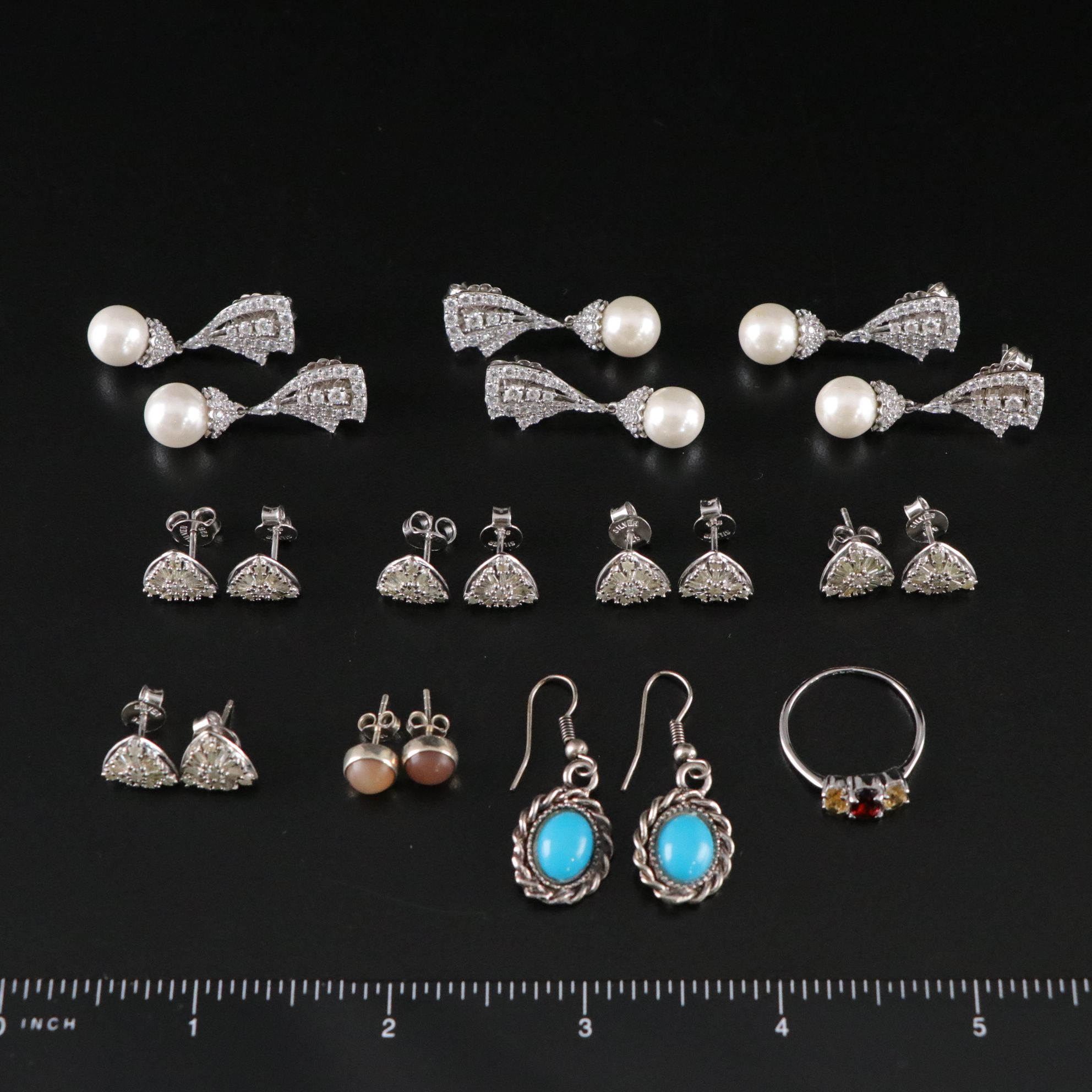 11 Assorted Sterling Silver Earrings and Ring