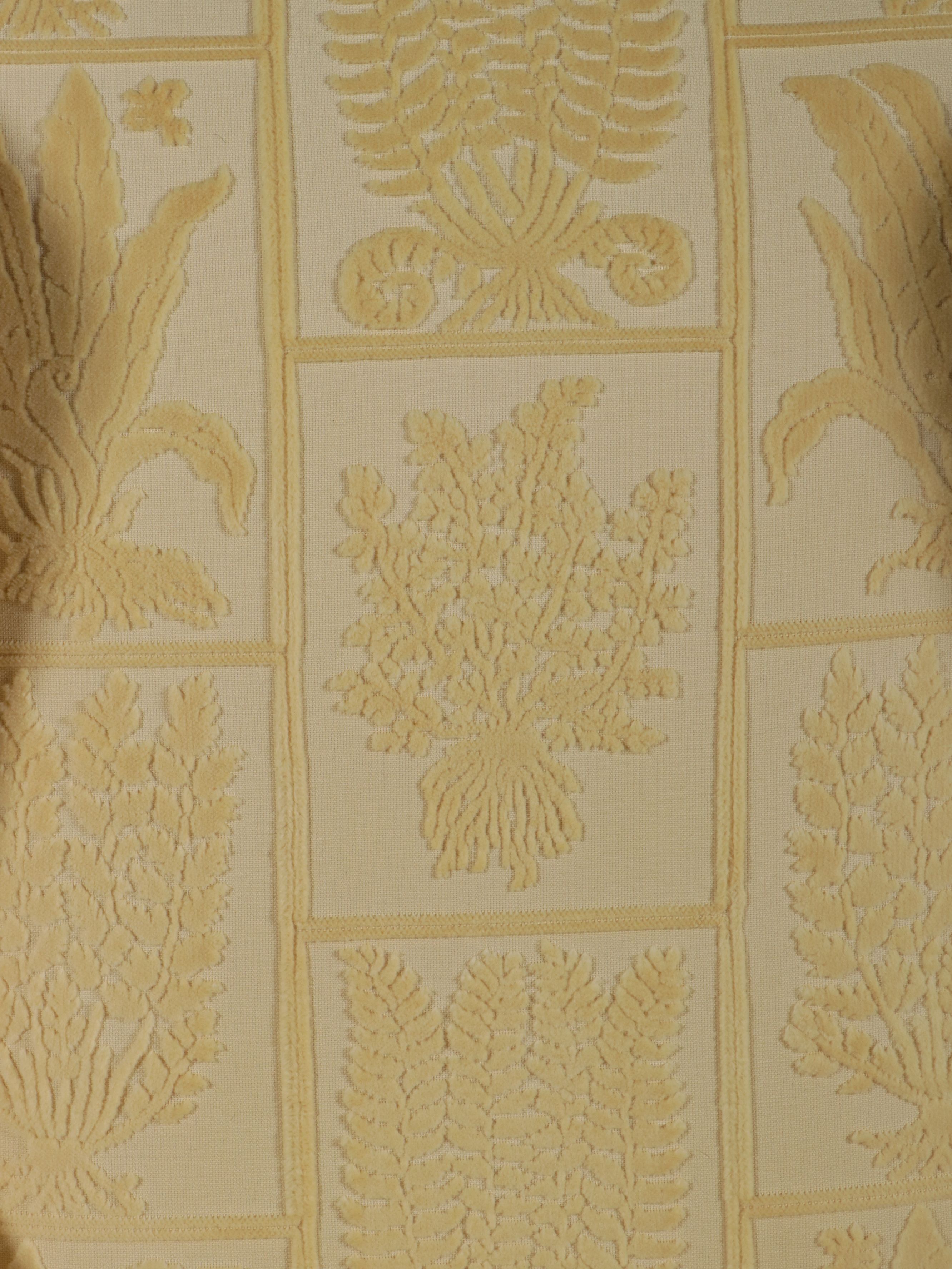 Chippendale Style Yellow Floral Damask Upholstered Wingback Chair