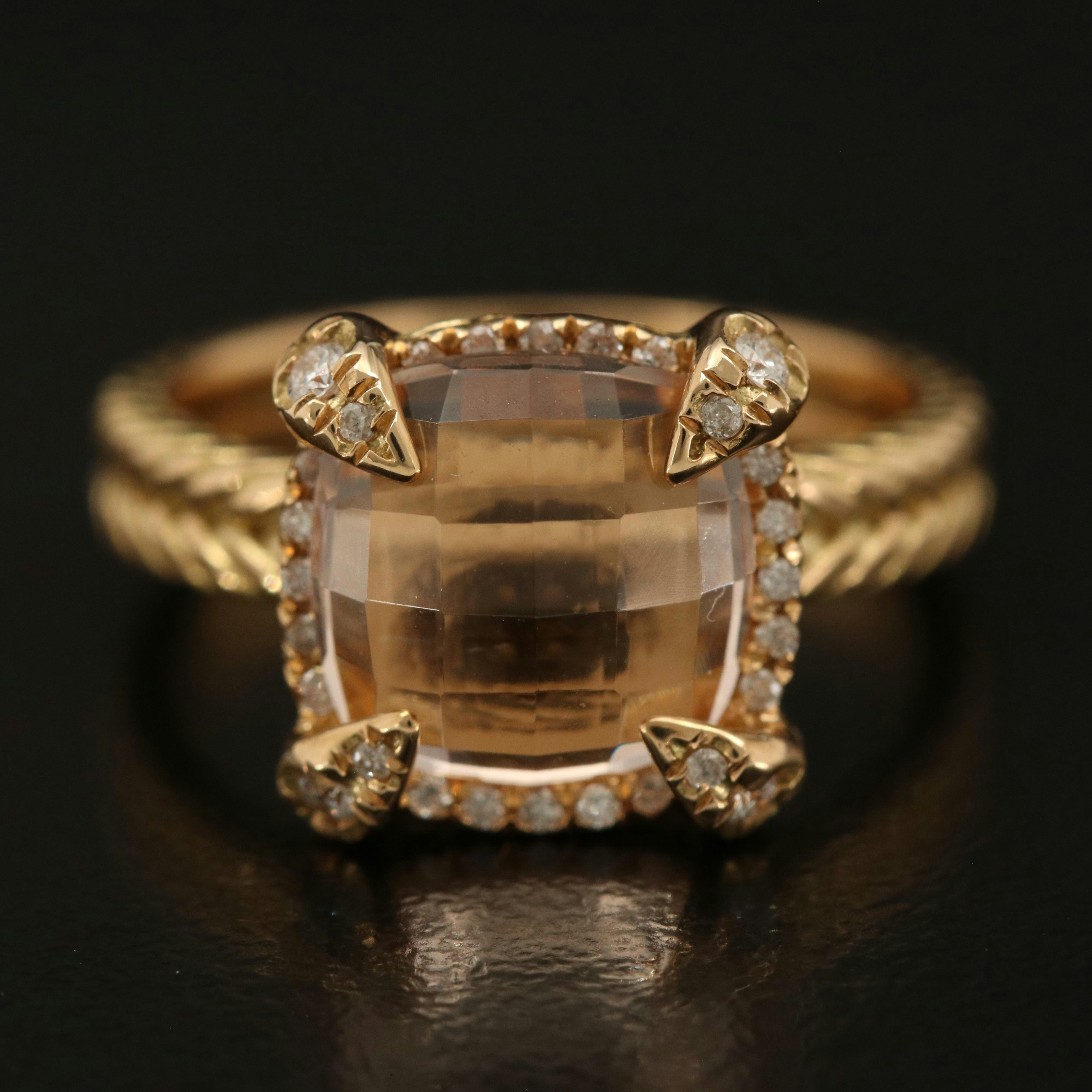 David Yurman Chatelaine 18K Citrine and Diamond Ring