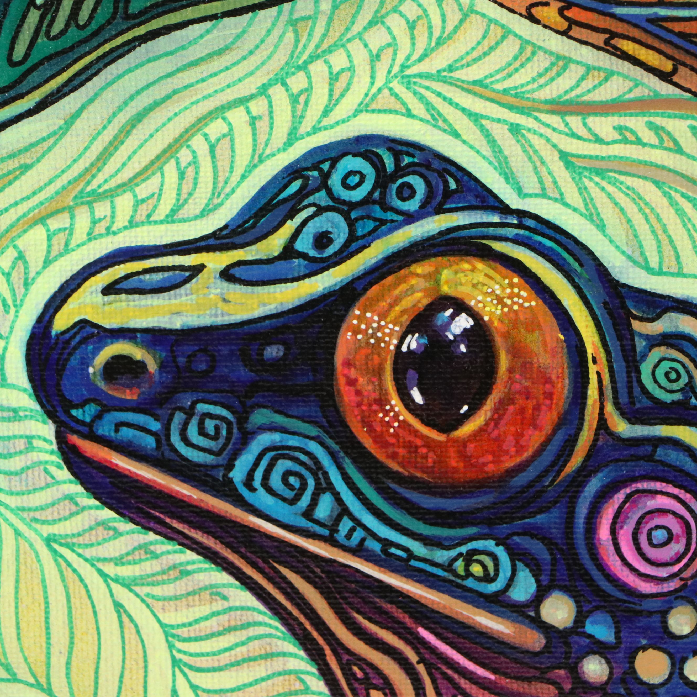 Ricardo Maya Stylized Frog Acrylic Painting, Circa 2026