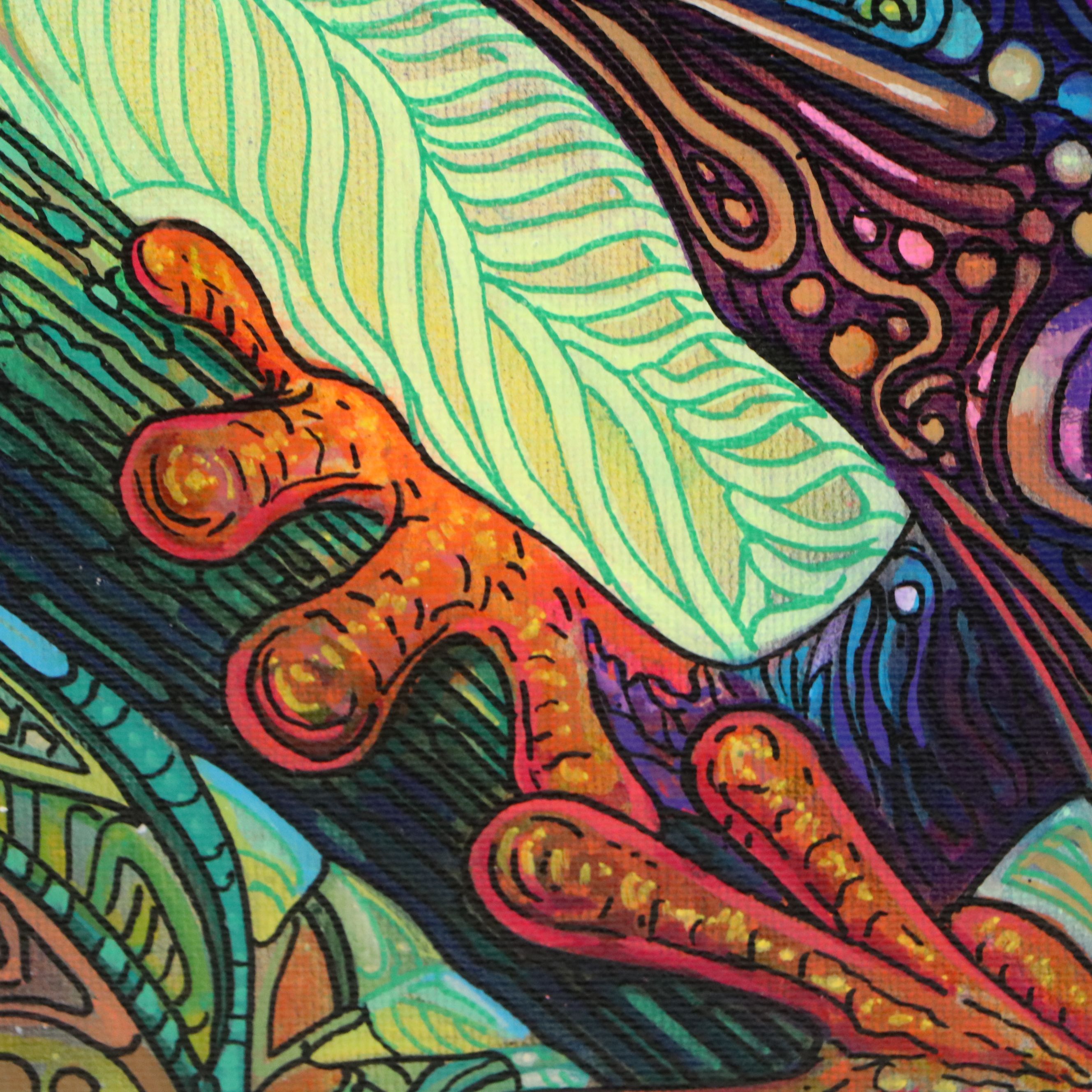 Ricardo Maya Stylized Frog Acrylic Painting, Circa 2026