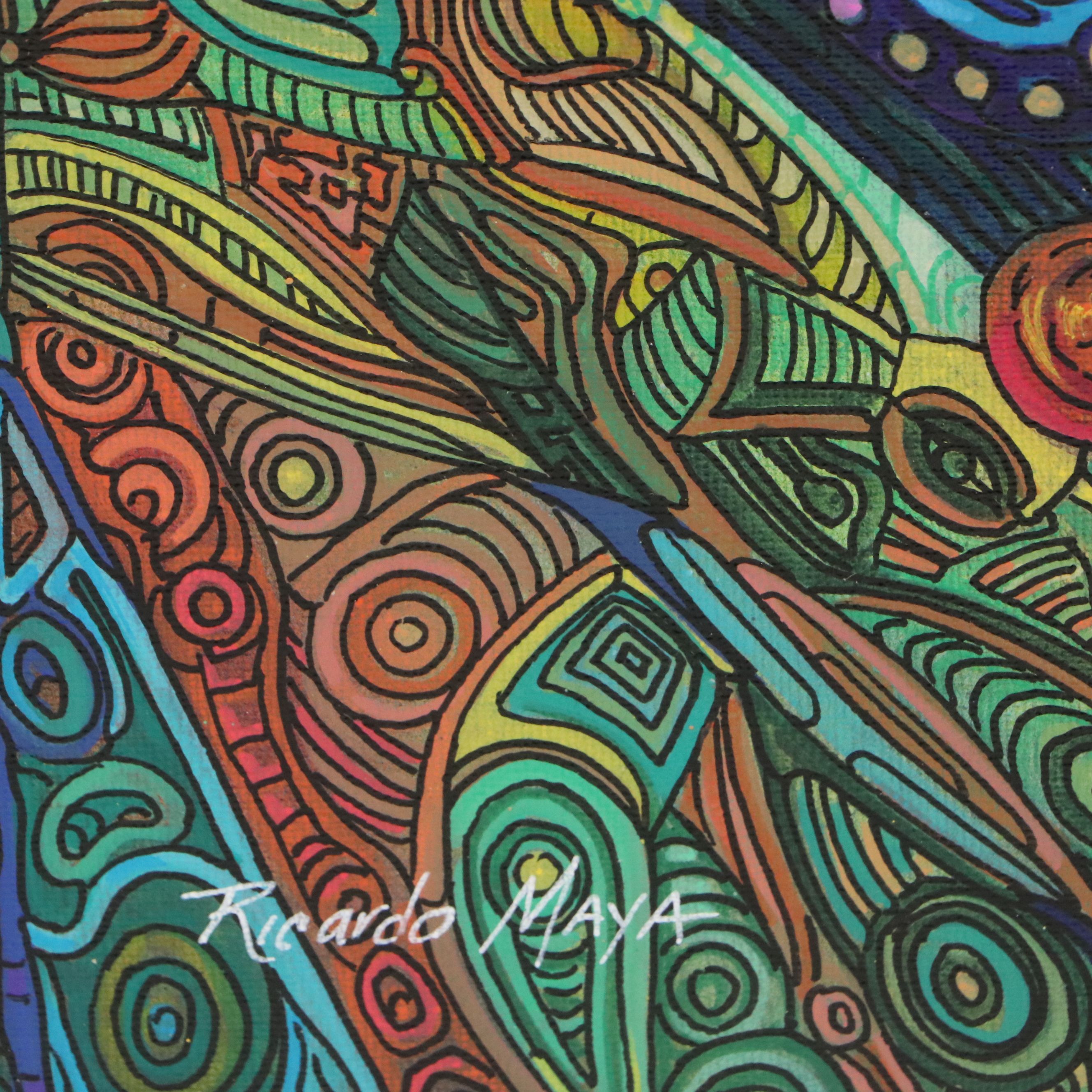 Ricardo Maya Stylized Frog Acrylic Painting, Circa 2026