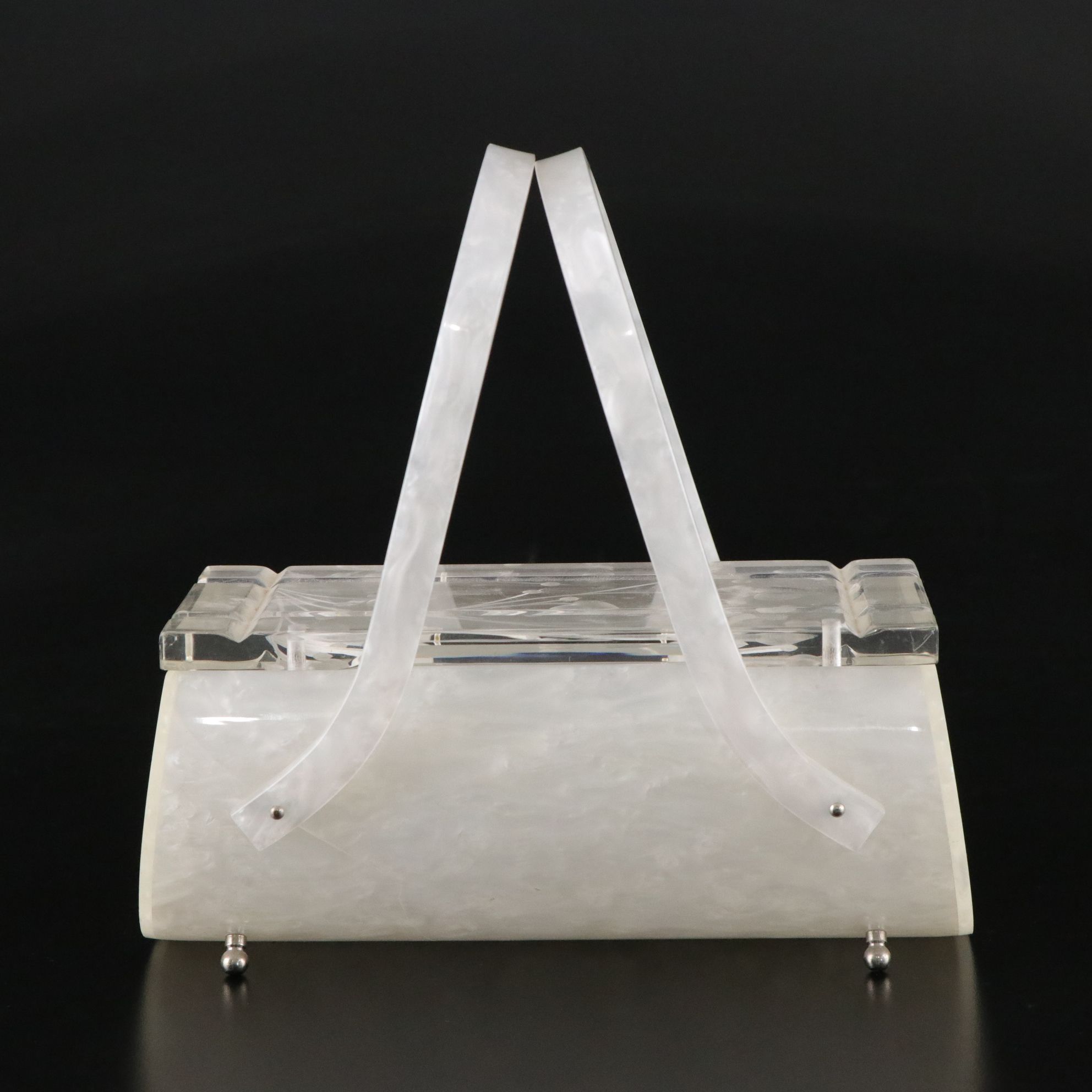 1950s Rialto New York white Marbleized Lucite Handbag