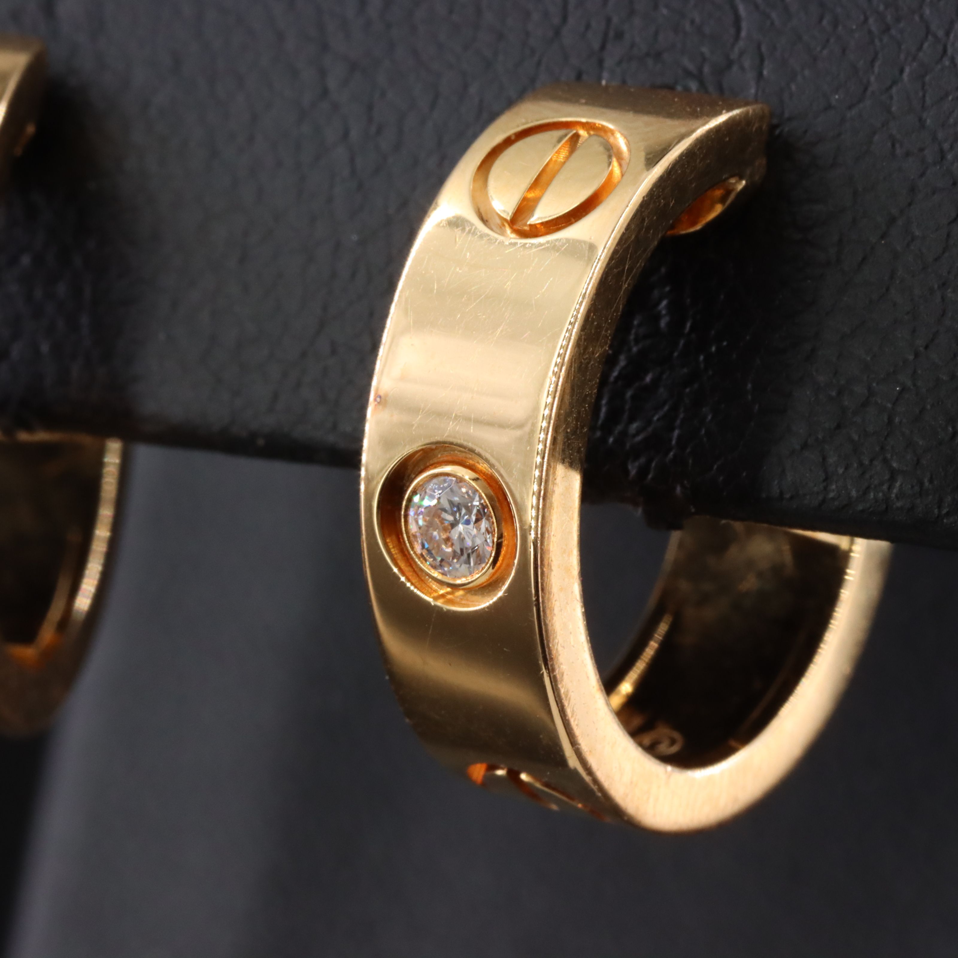 Cartier LOVE 18K Two Diamonds Classic Model Hoop Earrings with COA