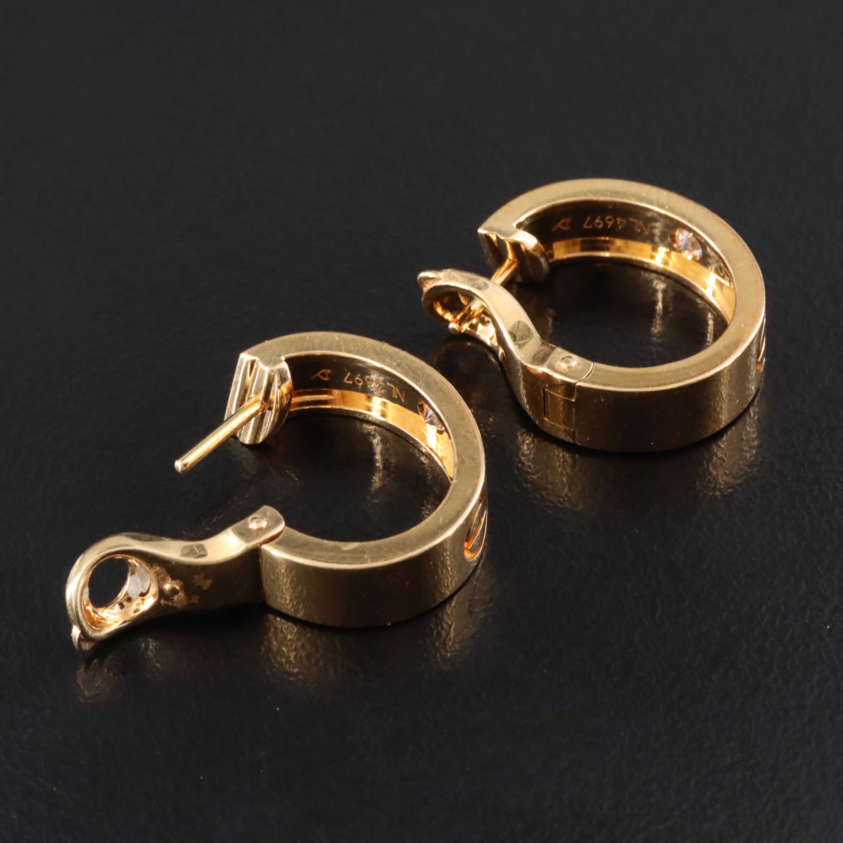 Cartier LOVE 18K Two Diamonds Classic Model Hoop Earrings with COA