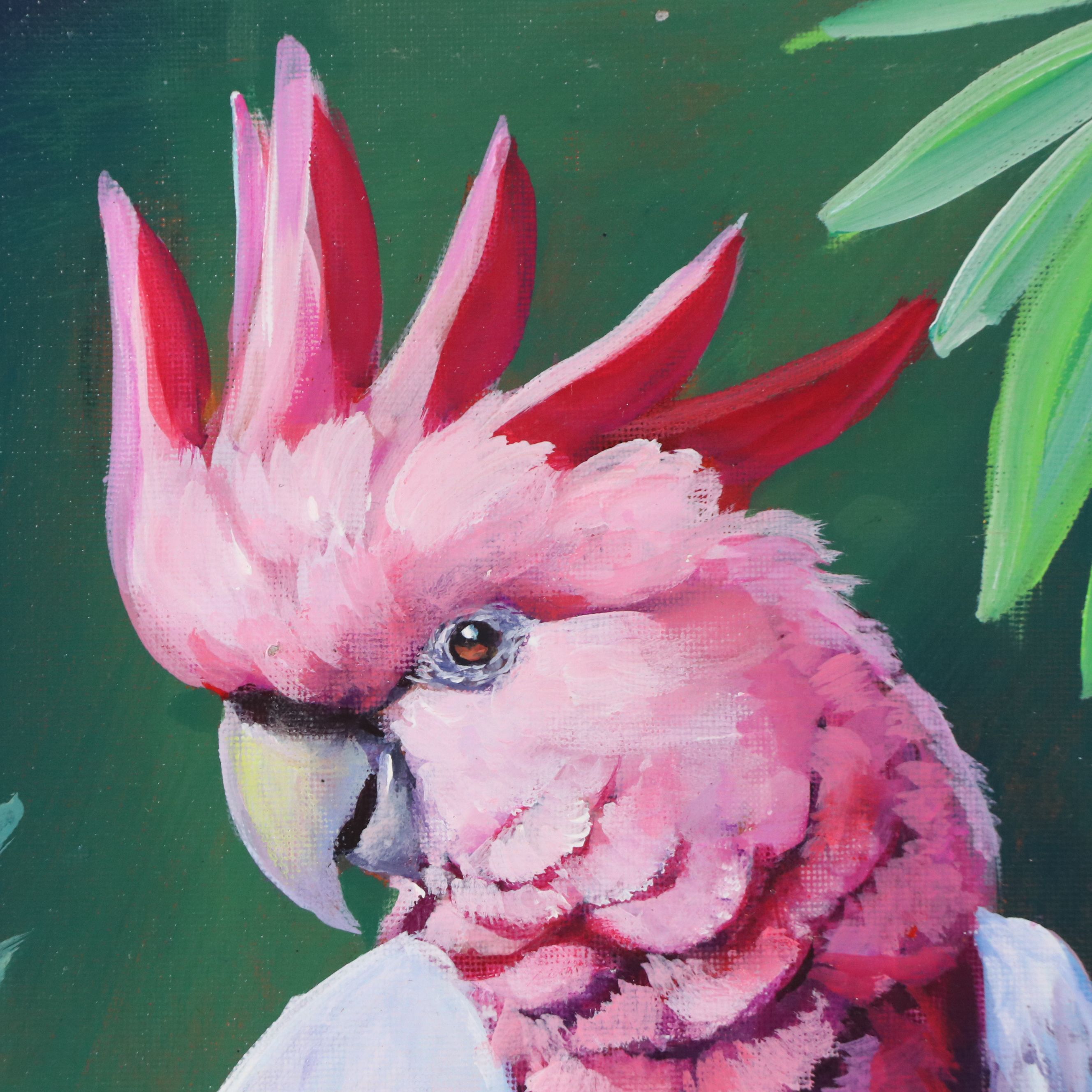 Jeshua Murillo Acrylic Painting of Pink Cockatoo, 21st Century
