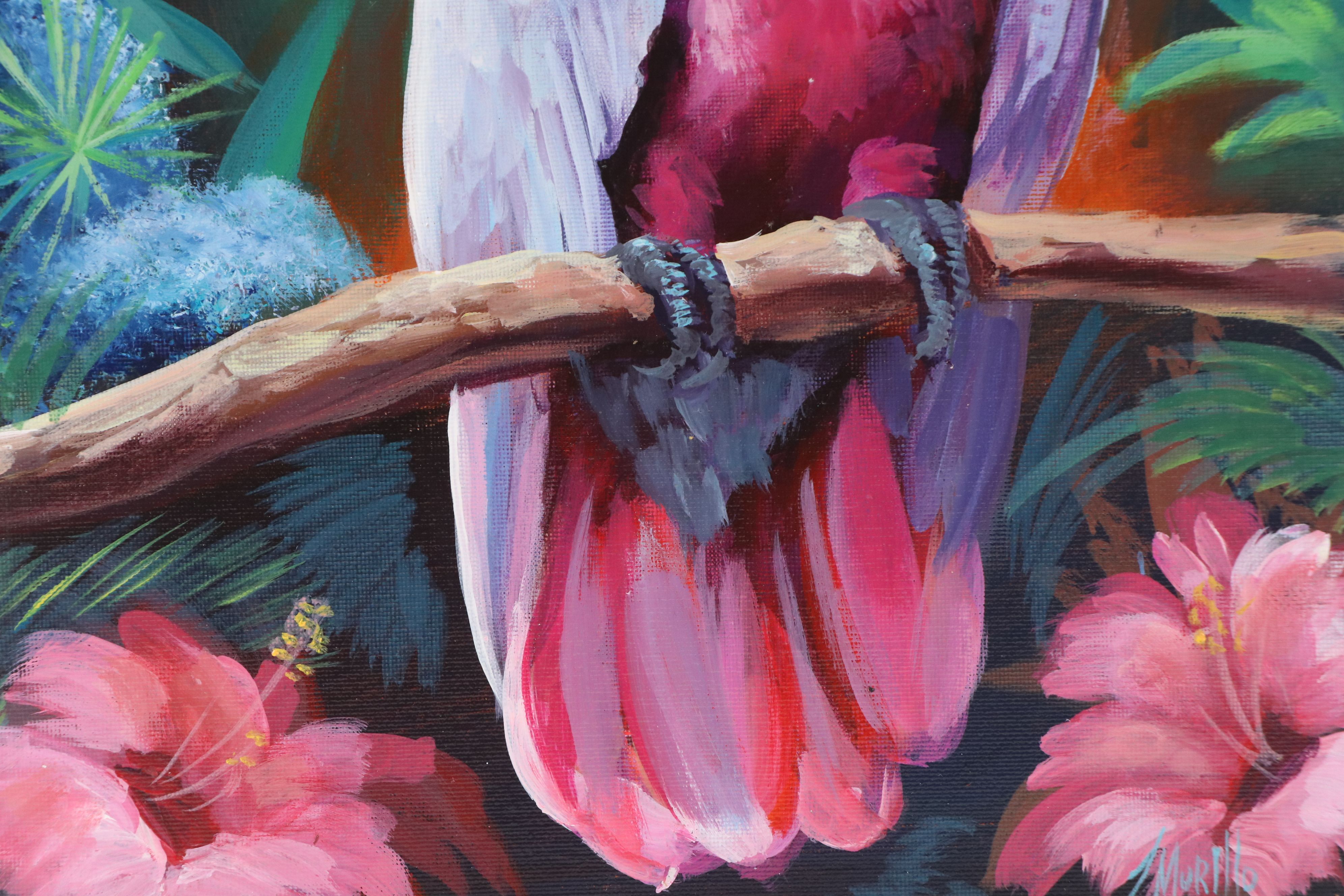 Jeshua Murillo Acrylic Painting of Pink Cockatoo, 21st Century