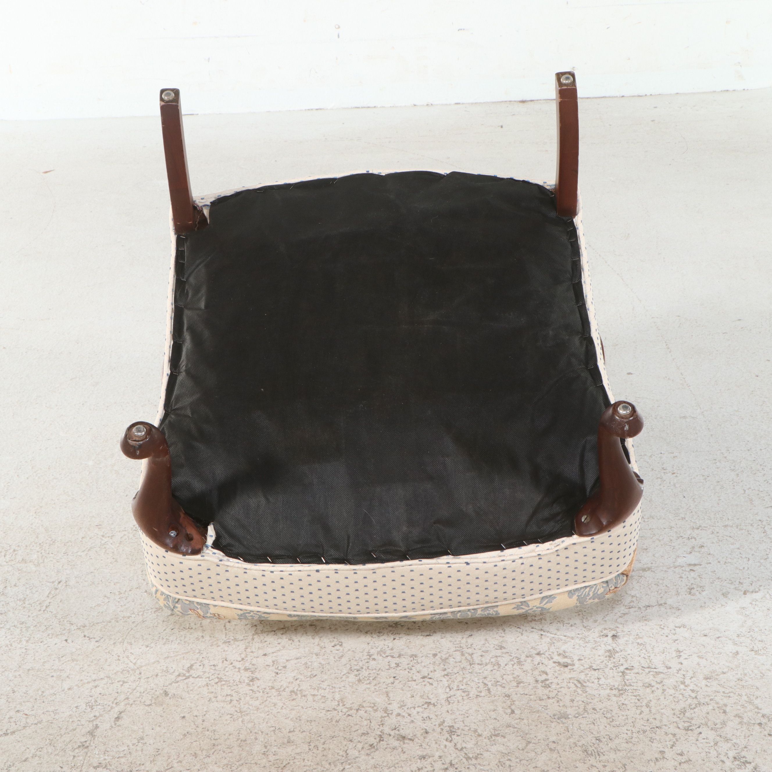 Chippendale Style Mahogany Lolling Chair with Pug Pattern Tapestry Upholstery