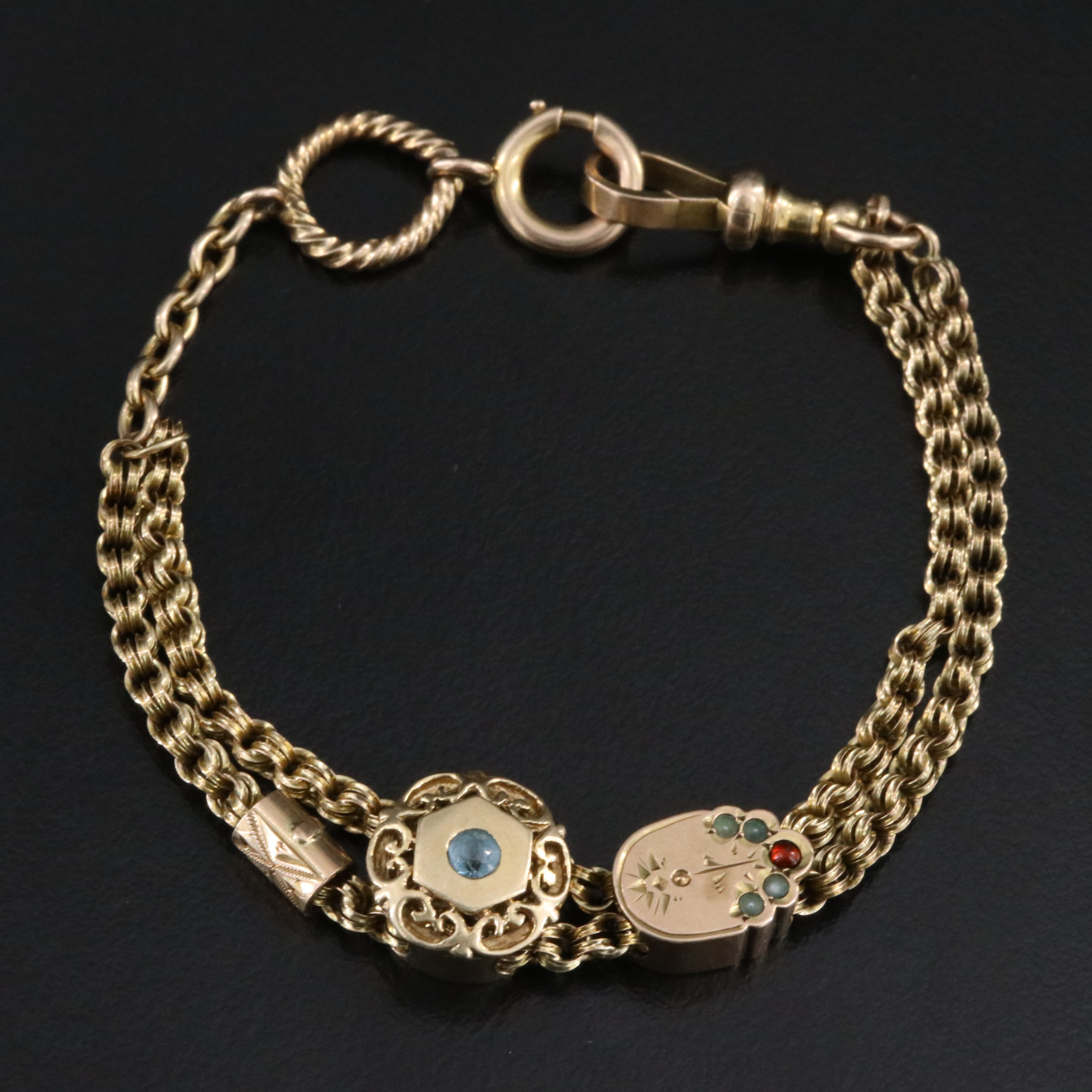 Vintage 10K Gemstone Sliding Bracelet