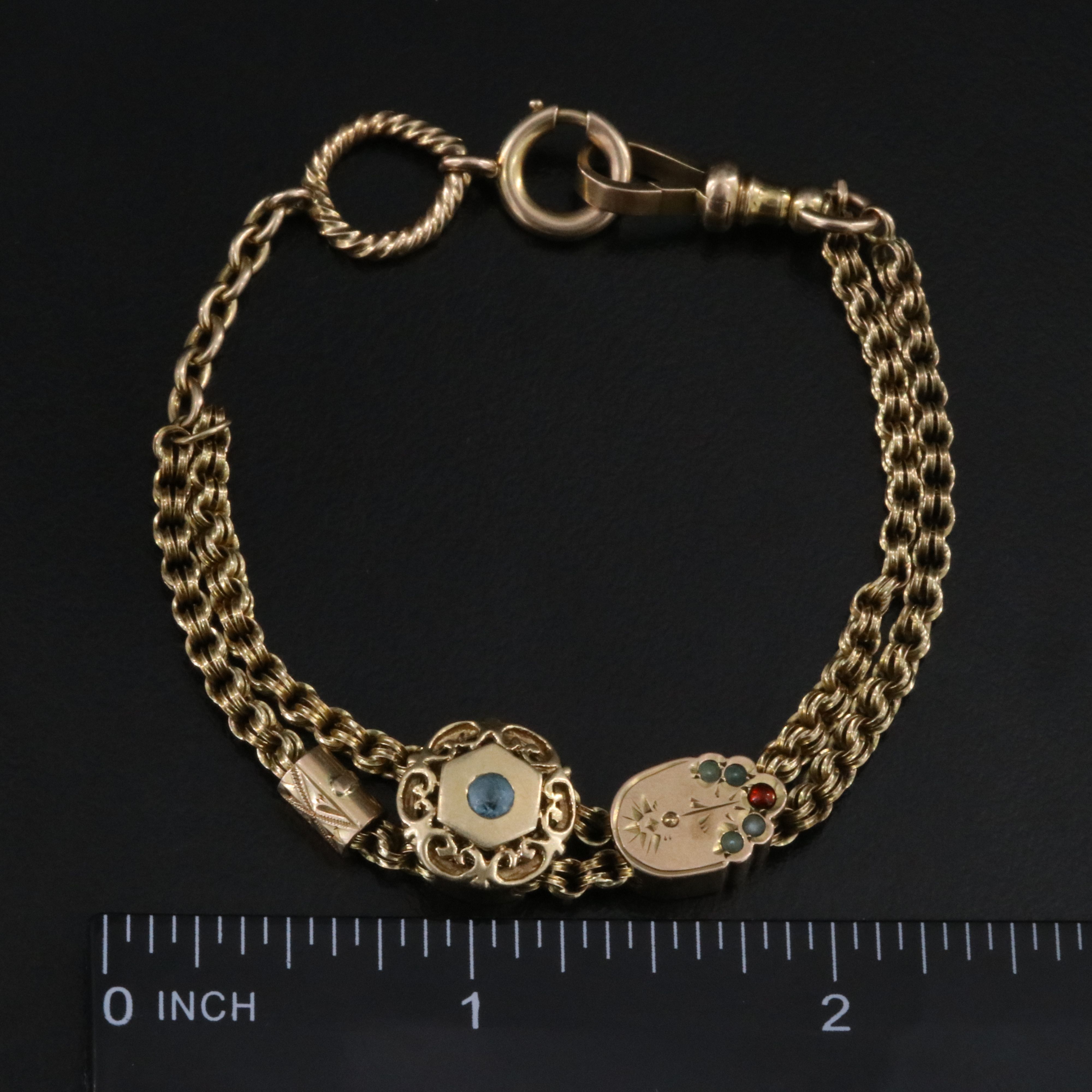 Vintage 10K Gemstone Sliding Bracelet